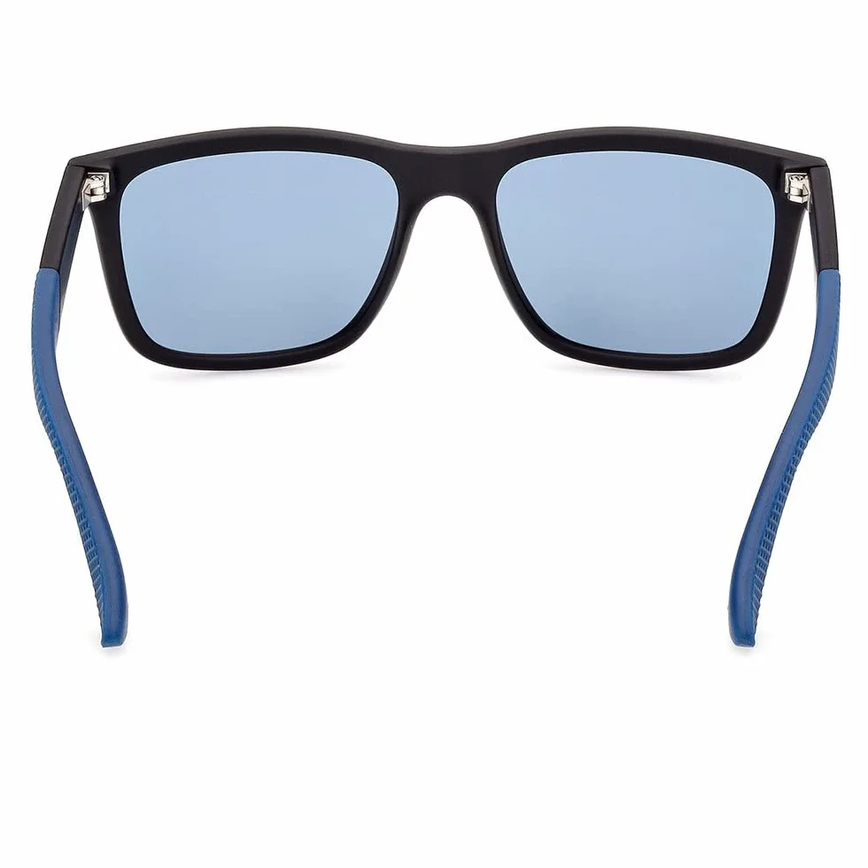BWM M Motorsport BS0031 męskie okulary przeciwsłoneczne, lekkie okulary przeciwsłoneczne, prostokątne soczewki, niebieskie szkło polaryzacyjne, matowe czarne, czarny, 54