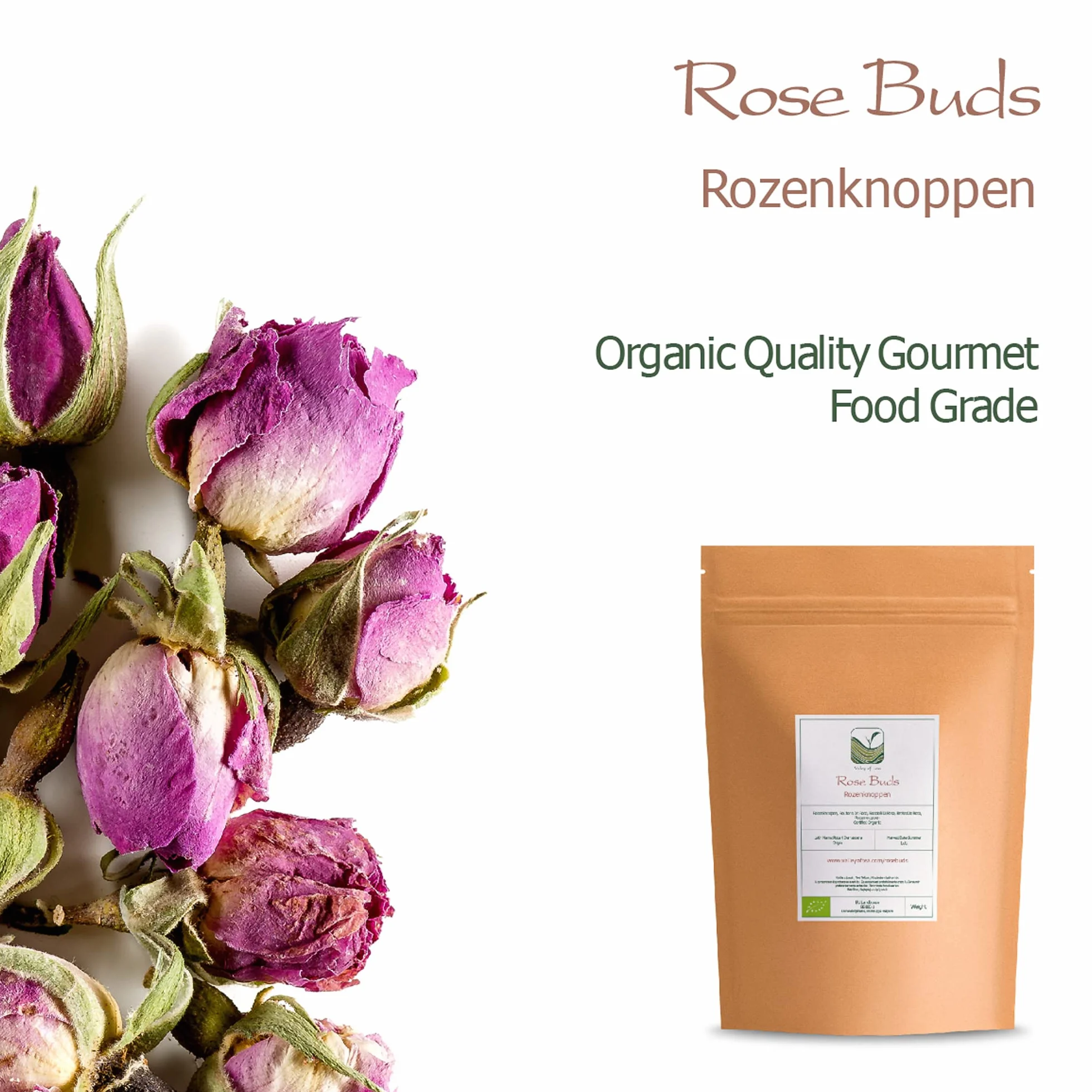 Damask Rose Bud Organic Dried Edible 100g