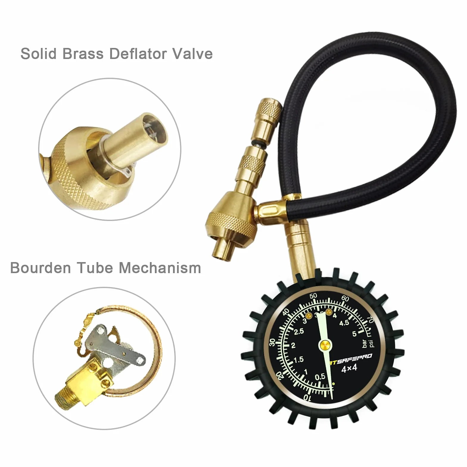 Manometry do opon samochodowych, zestaw do naprawy opon ATsafepro 2 w 1 75Psi ze specjalnym uchwytem do dużych opon terenowych 4X4
