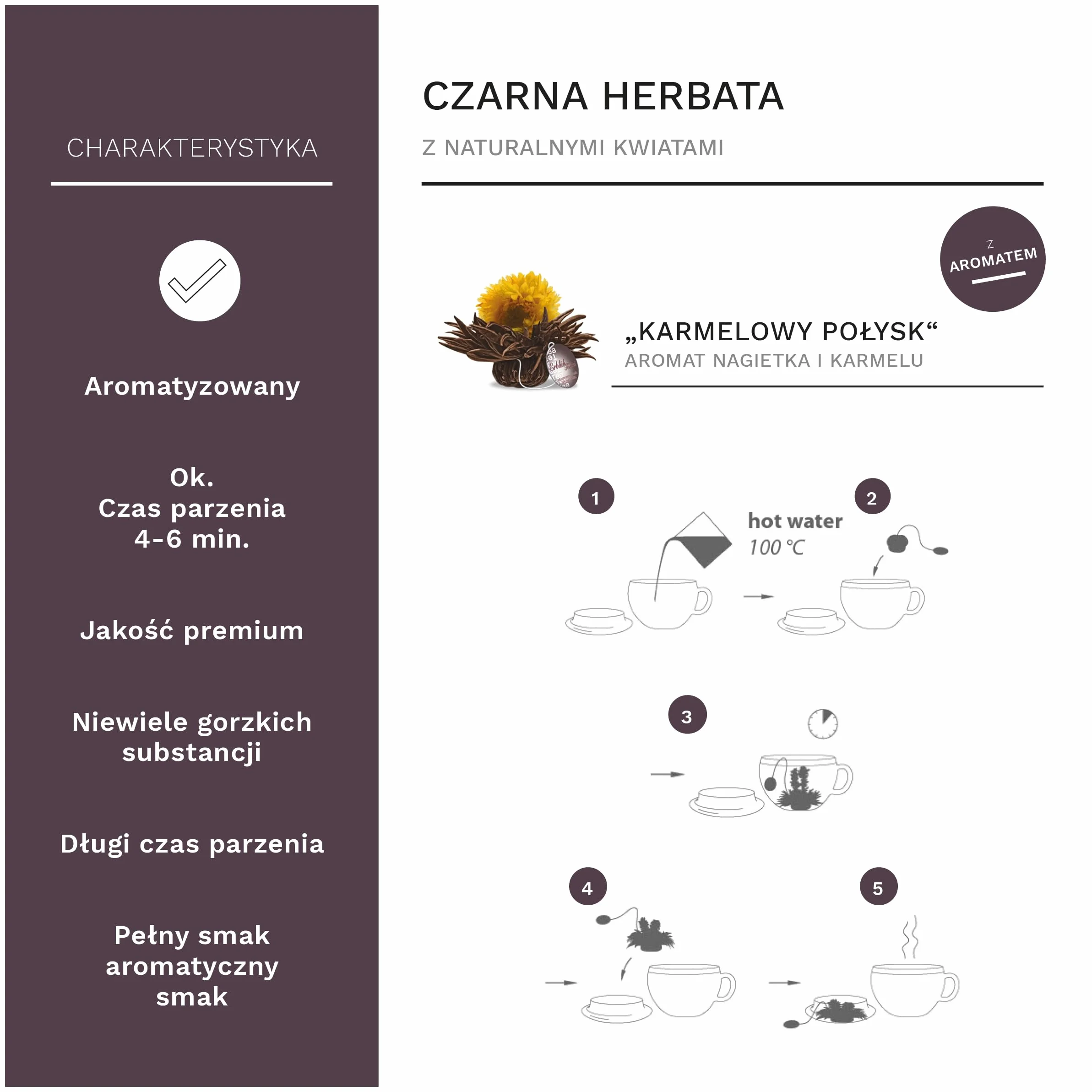Creano Zestaw prezentowy z kwiatami herbaty - herbata kwitnąca ze szklanym dzbankiem 500ml i 6x czarna i biała herbata + 1x kula bonusowa Teelini czarna herbata - 8-częściowy