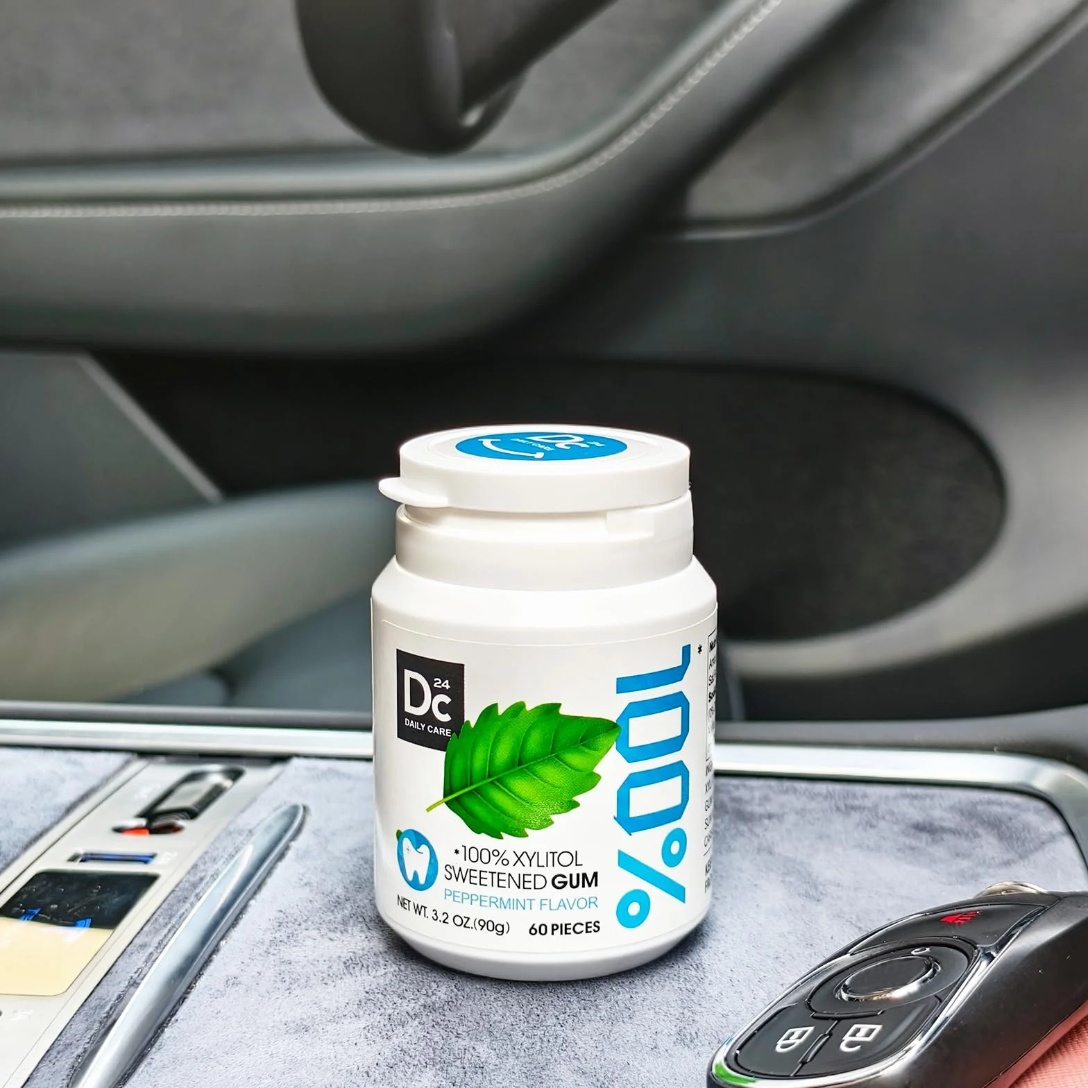 DC24 DAILY CARE Guma do żucia z 100% Ksylitolem‌, Bez aspartamu, Bez cukru, Naturalne aromaty miętowe Bezglutenowa, Wegańska, 60 sztuk (2 opakowania)