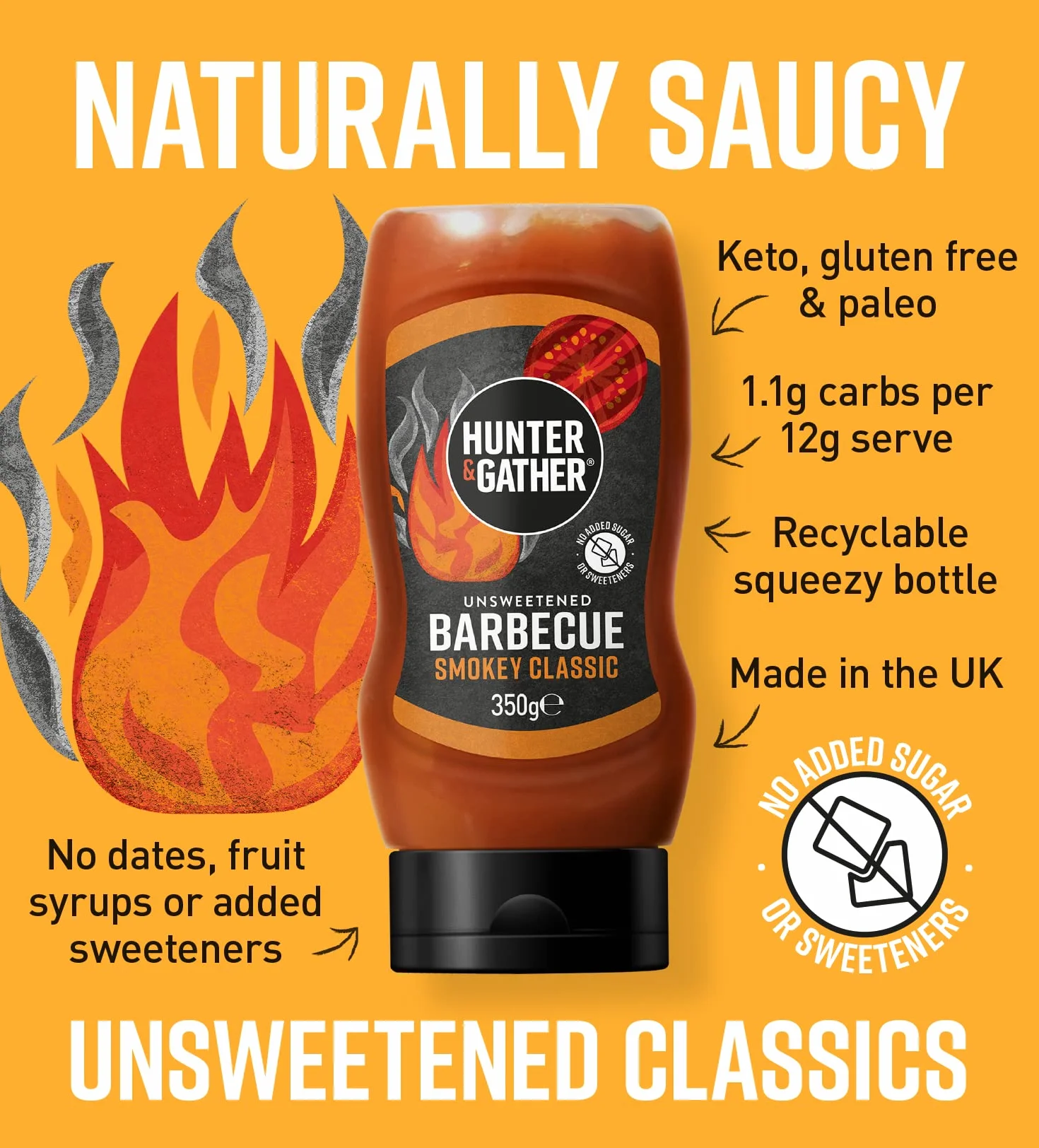 Hunter & Gather Niesłodzone sosy | 2 x 250 g grill sos keto, bladieo, niskowęglowodanowy i wegański | bez cukru i substancji słodzących