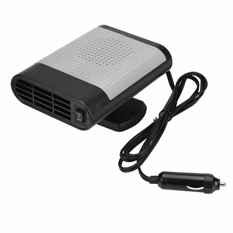 12V samochód nagrzewnica wentylator odmrażacz odmrażacz dmuchawa ciepłego powietrza samochód przenośny elektryczny podgrzewacz szyb ogrzewanie suszarka wentylator szyby odmrażanie odmrażacz (czarny szary)
