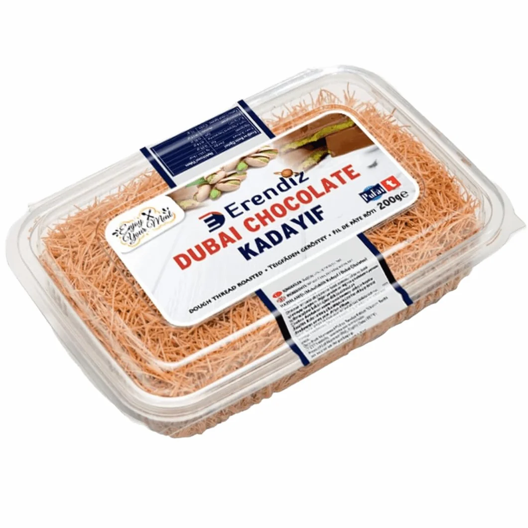 2 x Pufai Erendiz prażone kadafi, pasmo do ciasta, specjalne kadayıf do czekolady Dubaju, włosie anielskie, w praktycznym opakowaniu o dobrej jakości, długa trwałość 200 g