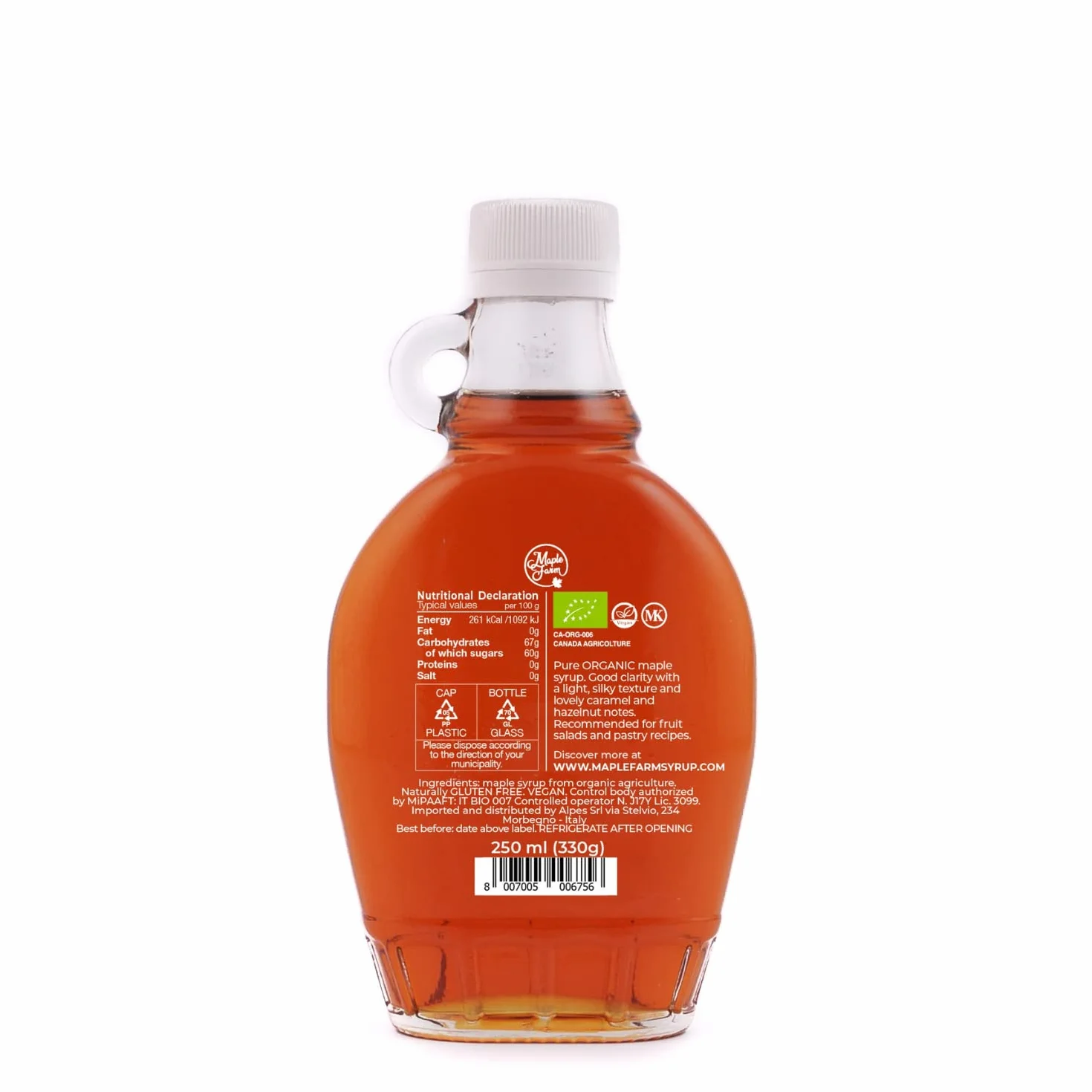 MapleFarm Syrop klonowy BIO Klasa A Dark Robust taste 250 ml 330 g Pure organic maple syrup
