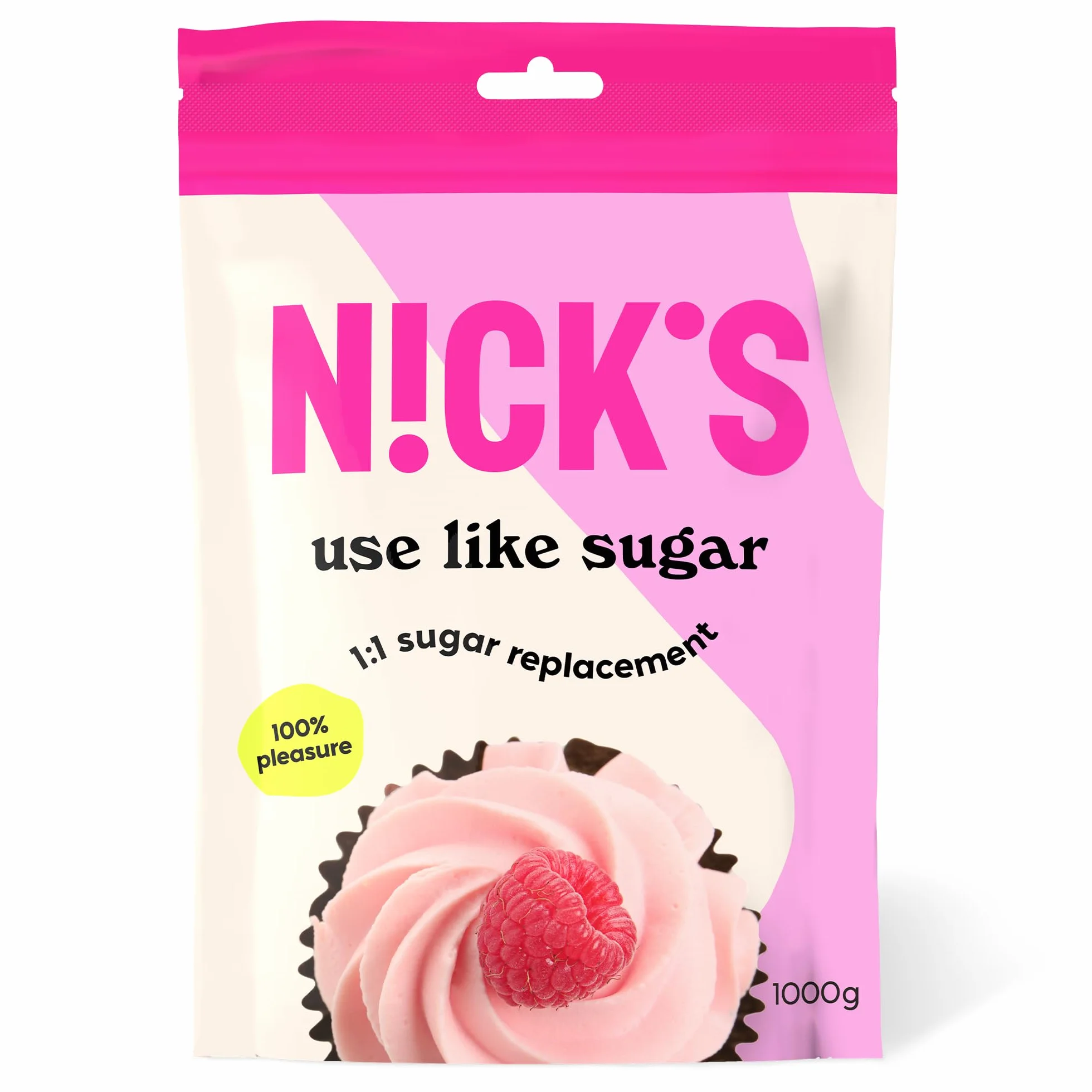 NICKS Use like sugar, idealna substancja słodząca do pieczenia mieszanka ksylitolu, erytrytolu, stewii i polidekstrozy, 1 do 1 niskokaloryczny zamiennik cukru, 1 kg