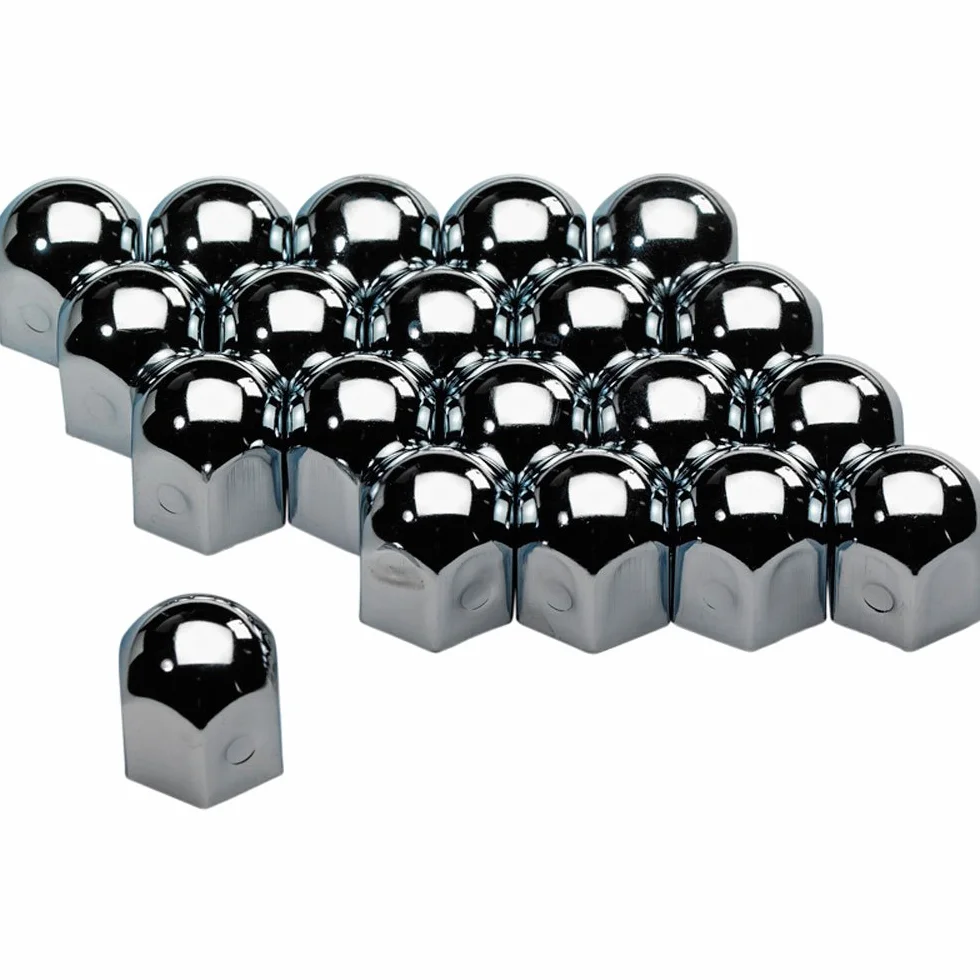 Zestaw uniwersalnych nakładek na śruby kół - stal chromowana - 17 mm - zestaw 20 sztuk
