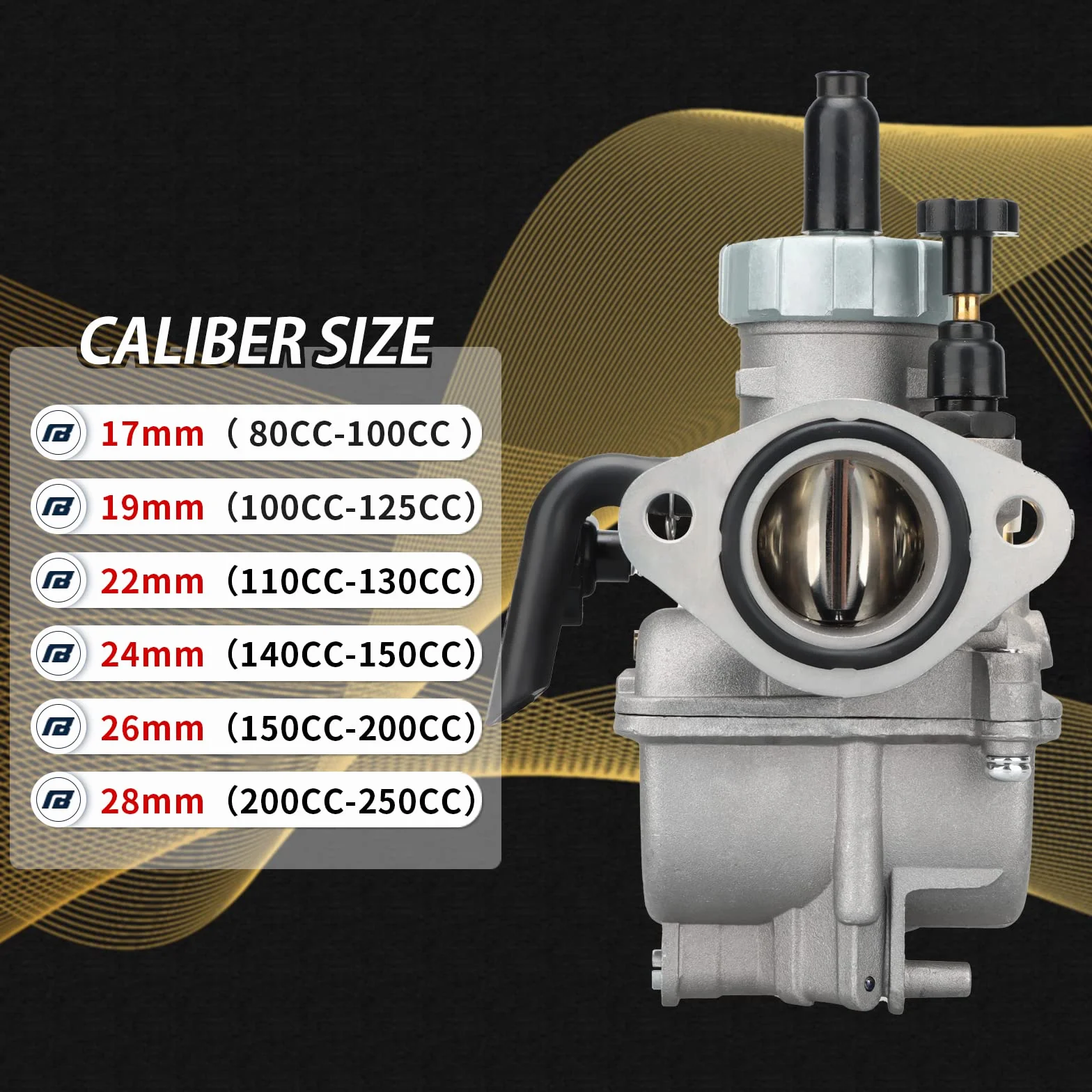 NIBBI PE17 mm Vergaser do 80cc-100 cm³ Flansch Motorrad Motor Vergaser z napędem samochodowym do roweru samochodowego