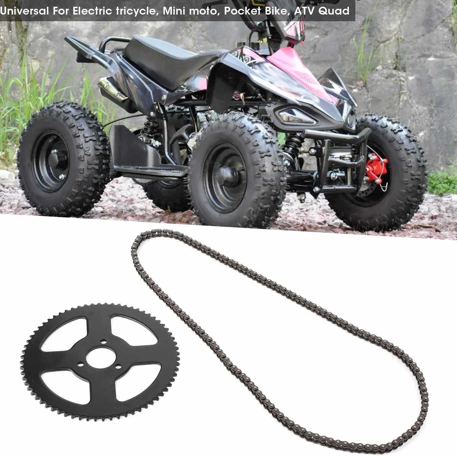 Jadeshay Łańcuch 25H 144 ogniwa zębatka 2-suwowy wał motocykl łańcuch napędowy do elektrycznego mini motocykla, kieszonkowego roweru ATV Quad