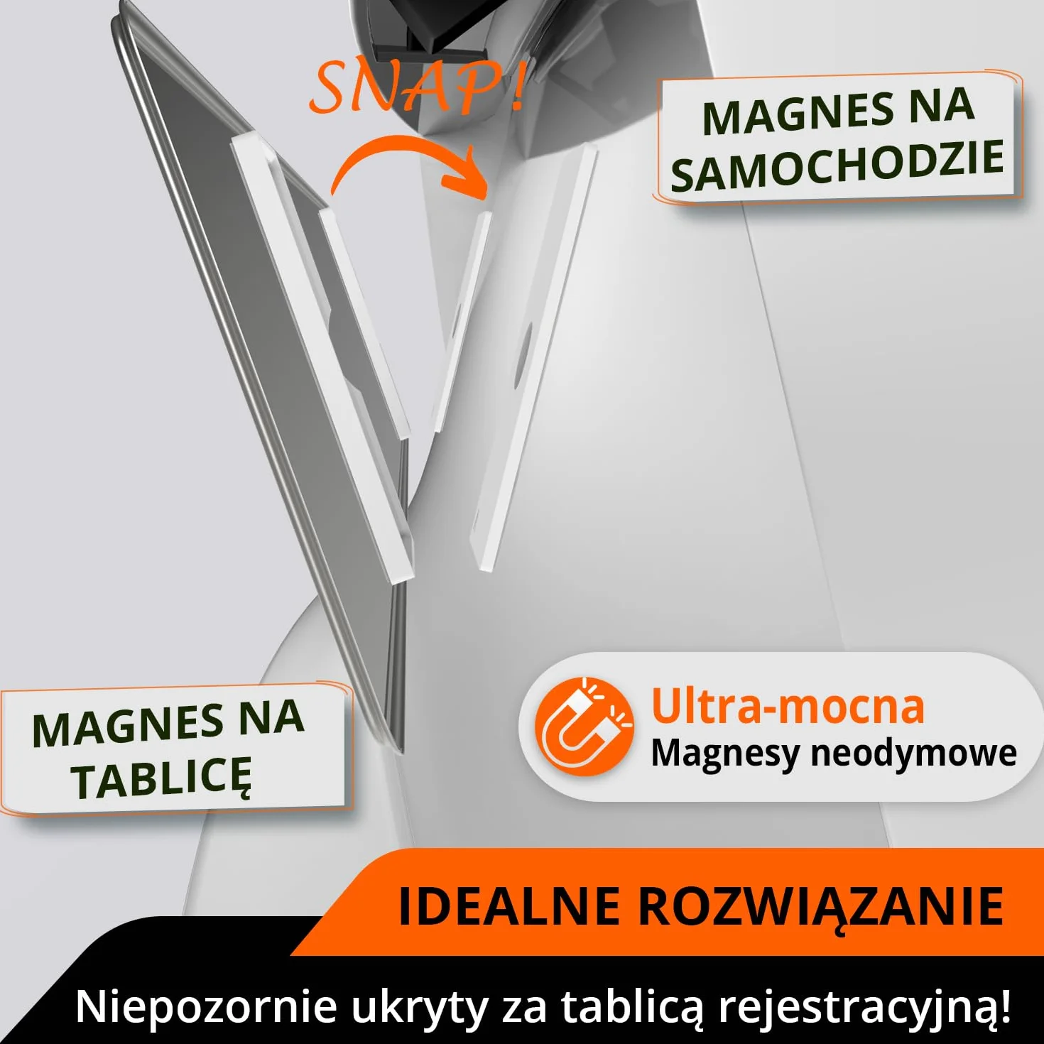 GENMAG 2x Ramki pod Tablice Rejestracyjne z Magnesem | Ramka pod Tablice Rejestracyjna | Ramki na Rejestracje | Magnetyczny Uchwyt Tablicy Rejestracyjnej | Bezramkowy Uchwyt do Tablic Rejestracyjnych