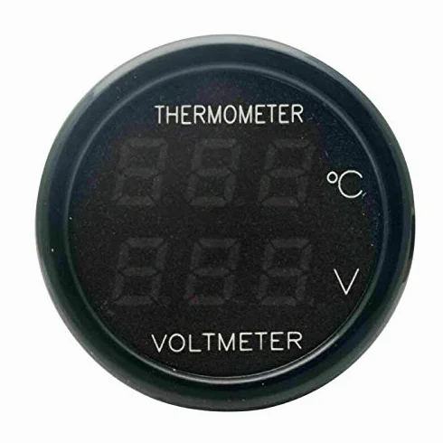 Woltomierz i termometr 2 w 1, DC 12 V 24 V LED zapalniczka samochodowa podwójny termometr cyfrowy, woltomierz, cyfrowy wyświetlacz baterii, miernik temperatury, monitor, miernik temperatury