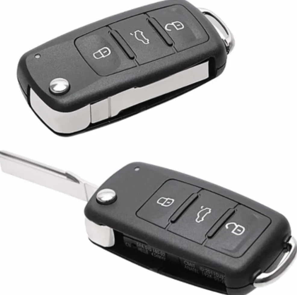 2 sztuki etui na klucze z pilotem, kompatybilne z etui na klucze VW, pokrowiec na klucze samochodowe kompatybilny z Polo MK6, Golf, Skoda, Tiguan, Touareg, Seat