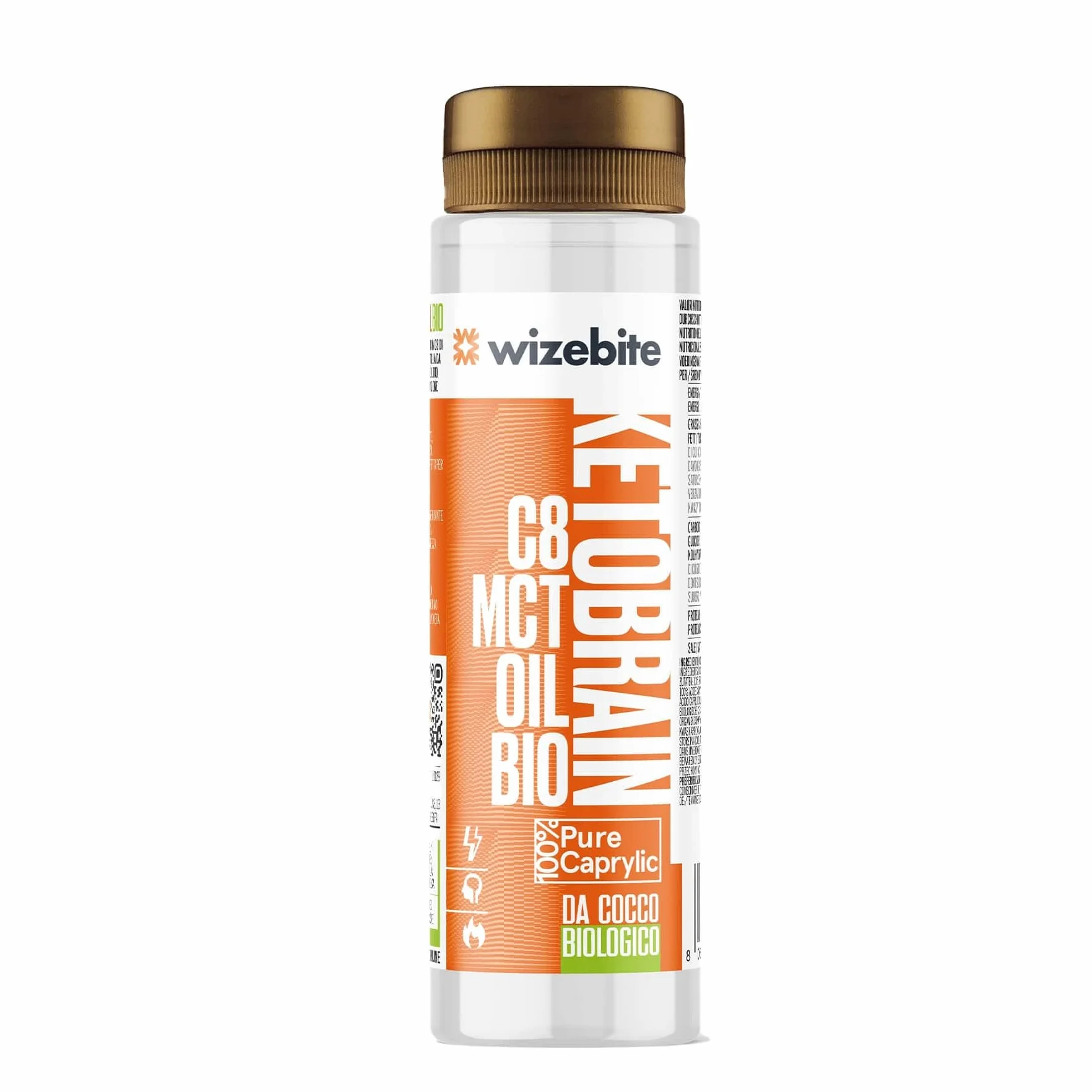 WIZEBITE - Organiczny Czysty Olej MCT C8 Squeeze KetoBrain | 250ml | 100% Kwas Kaprylowy z Oleju Kokosowego | Energia dla Umysłu, Wsparcie dla Diety Keto, Paleo i Metabolizmu Tłuszczu, Bulletproof