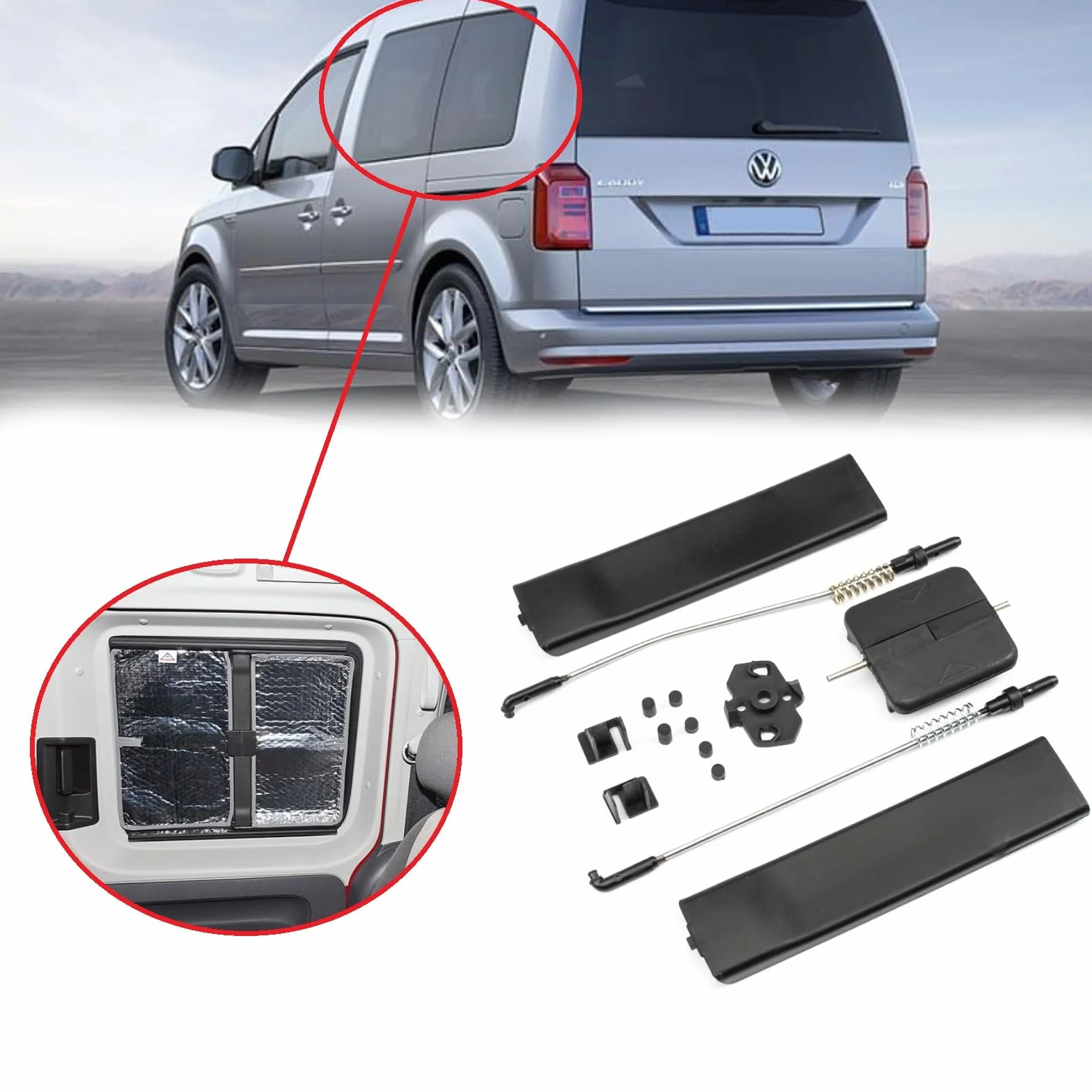Twowinds Naprawa bocznych okien przesuwnych, kompatybilna z VW Caddy III MK3 (2003-2014) 2K0847790, 2K0847789 uchwyt okienny