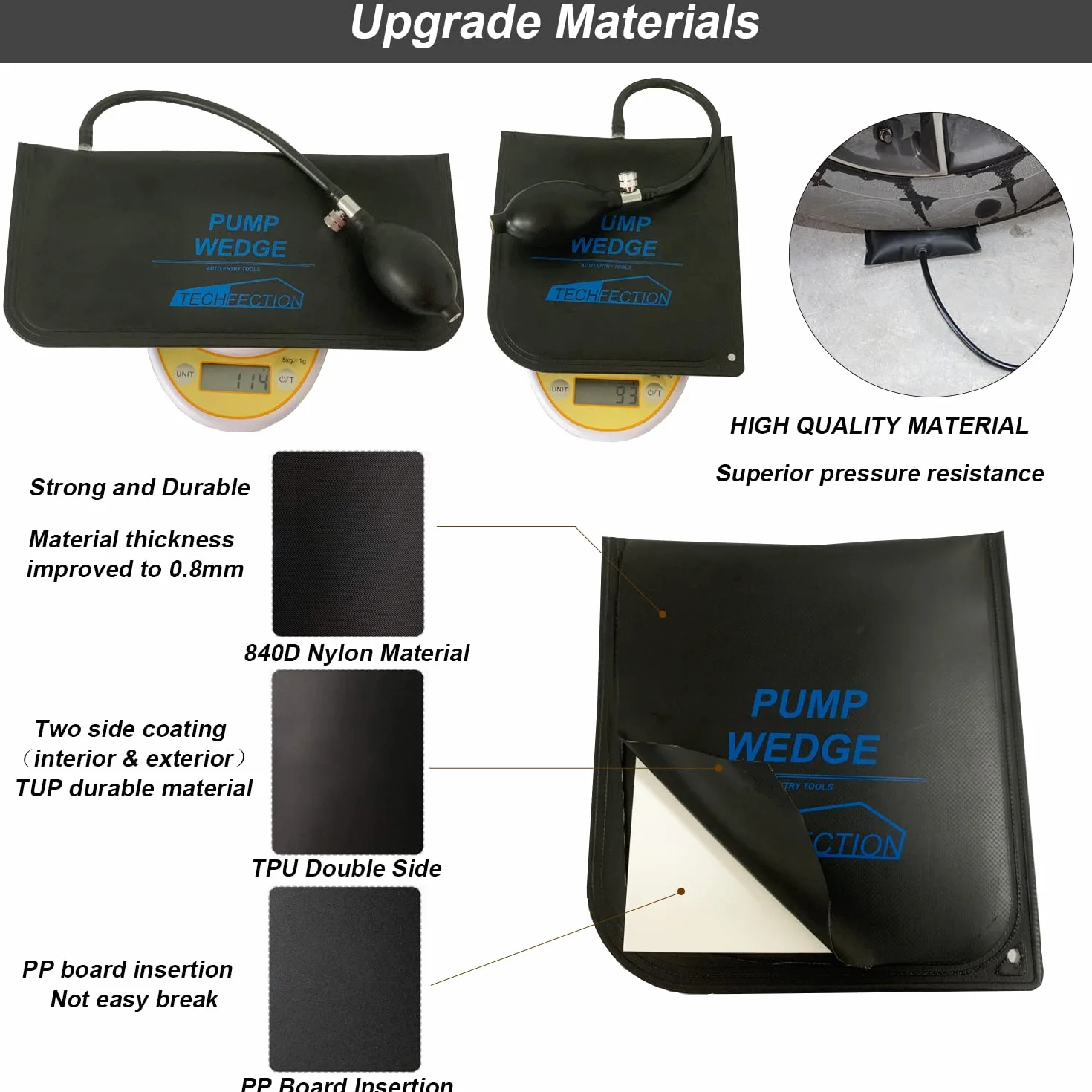 4 sztuki poduszek montażowych Air Pump Wedge poduszka powietrzna montaż poduszka rozprężna poduszka montażowa napinacz pneumatyczny (Kwadratowe+Prostokątne)