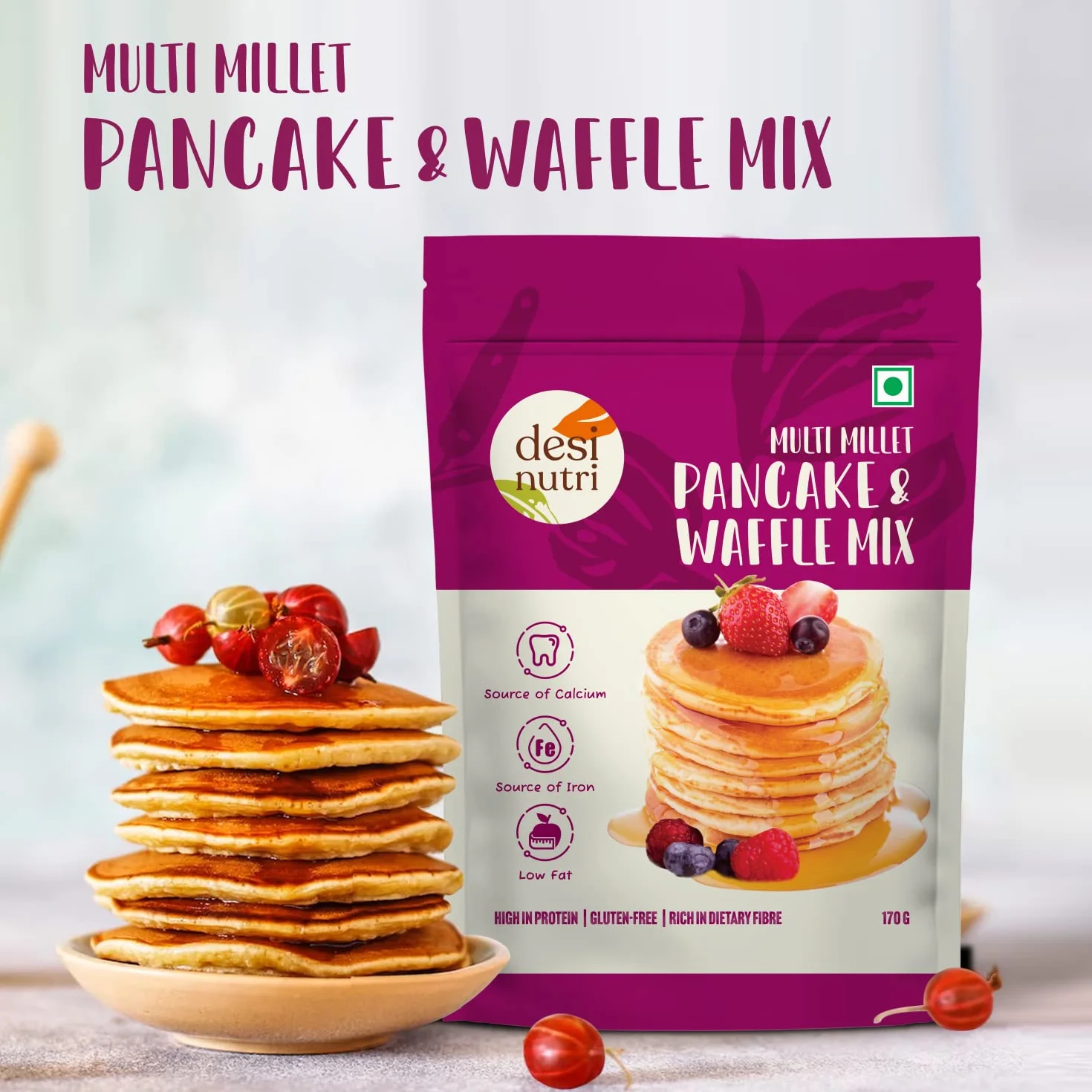 Multi Millet Pancake & Waffle Mix 170 g Rich in Iron and Calcium