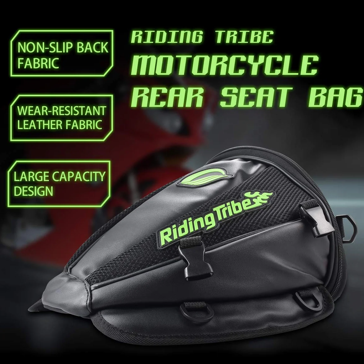 KaTur Torba na tylne siedzenie motocykla, wielofunkcyjna, wodoszczelna torba ze skóry PU, torba do przechowywania, na siodełko, niezwykle lekka, na akcesoria, kolor czarny