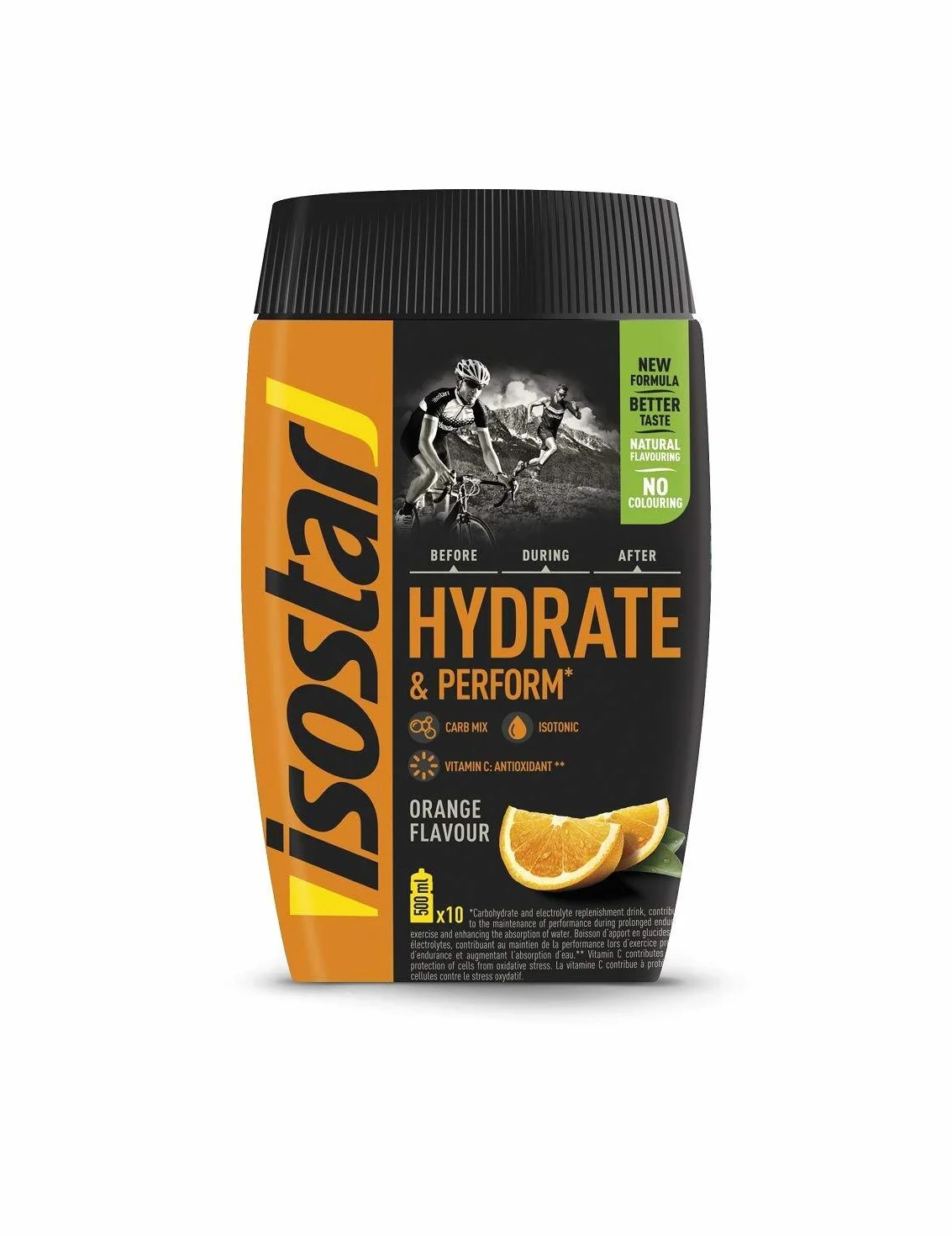 Isostar Hydrate & Perform grejpfrut - pomarańczowy - proszek | 2 sztuki w opakowaniu + oryginalna butelka na napoje 1000 ml |