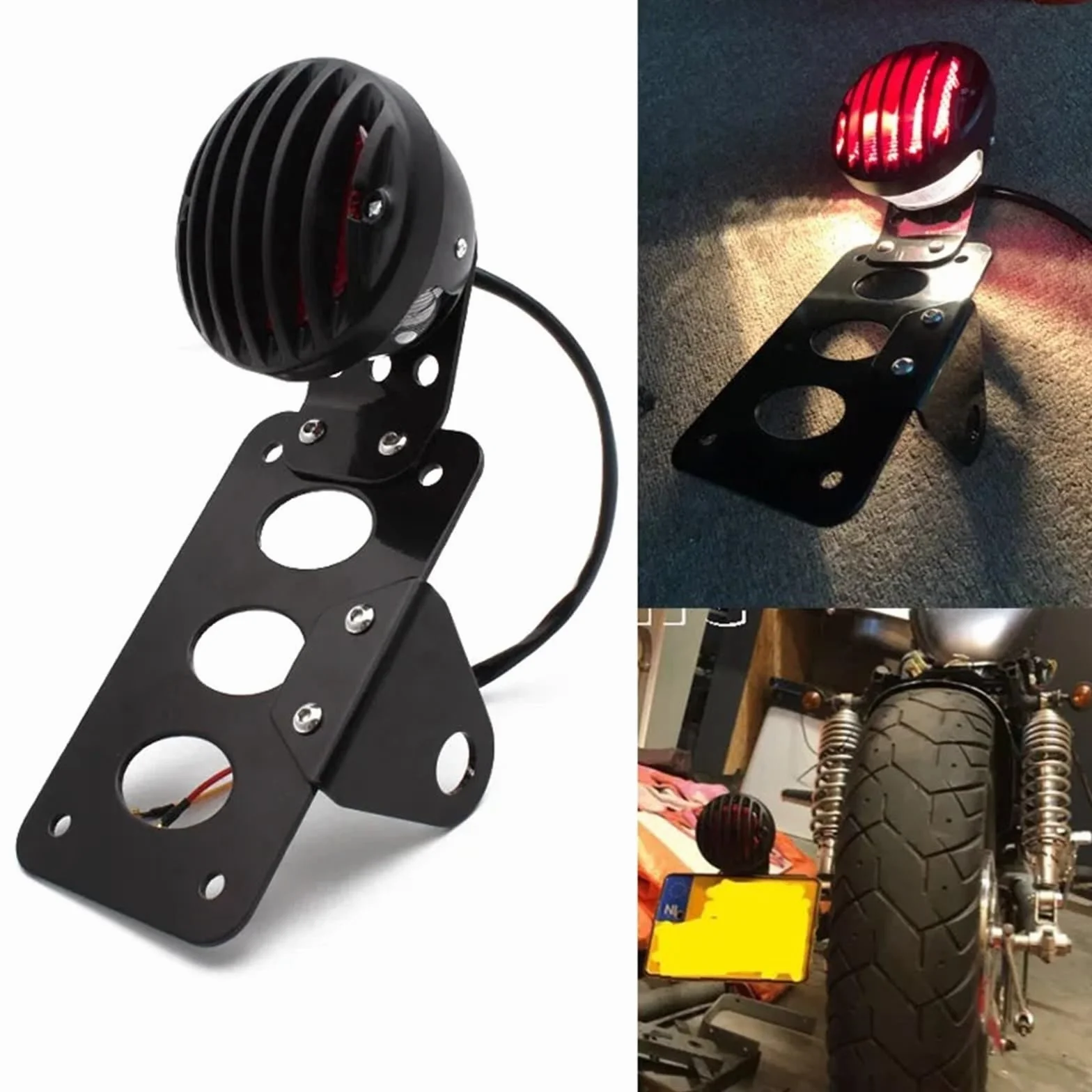 przednia tablica rejestracyjna Uchwyt tablicy rejestracyjnej z boku motocykla pasuje do Harley Sportster S pasuje do Bobber Chopper tylne światło stopu(1 set)