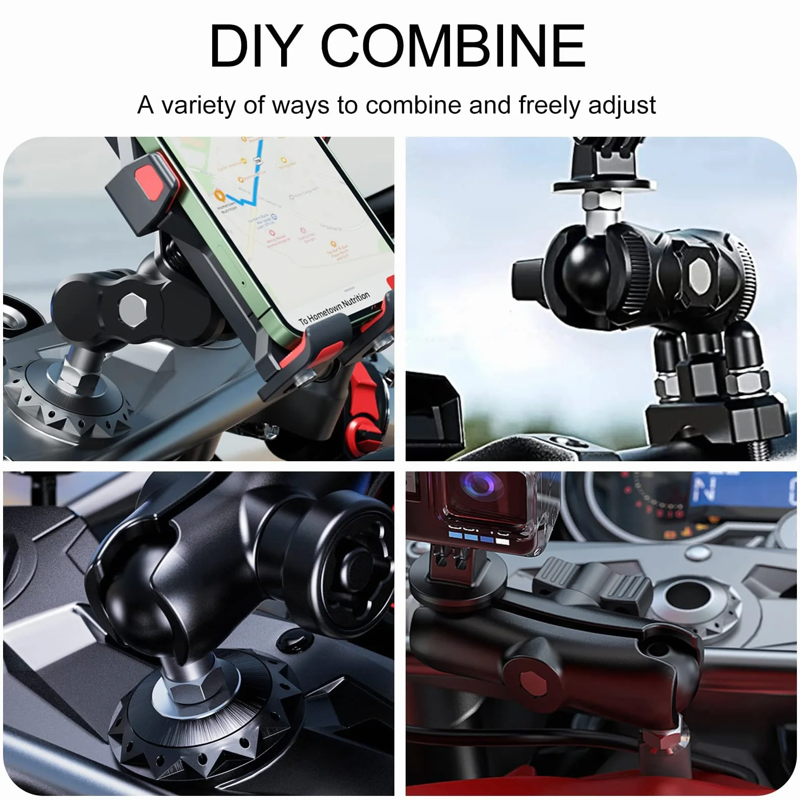 1" Ball Mount Ball Adapter Motocykl ATV lusterko wsteczne śruba z łbem kulowym M8 x 1,25 mm, kompatybilny z uchwytami RAM (SZ-M8 x 1)