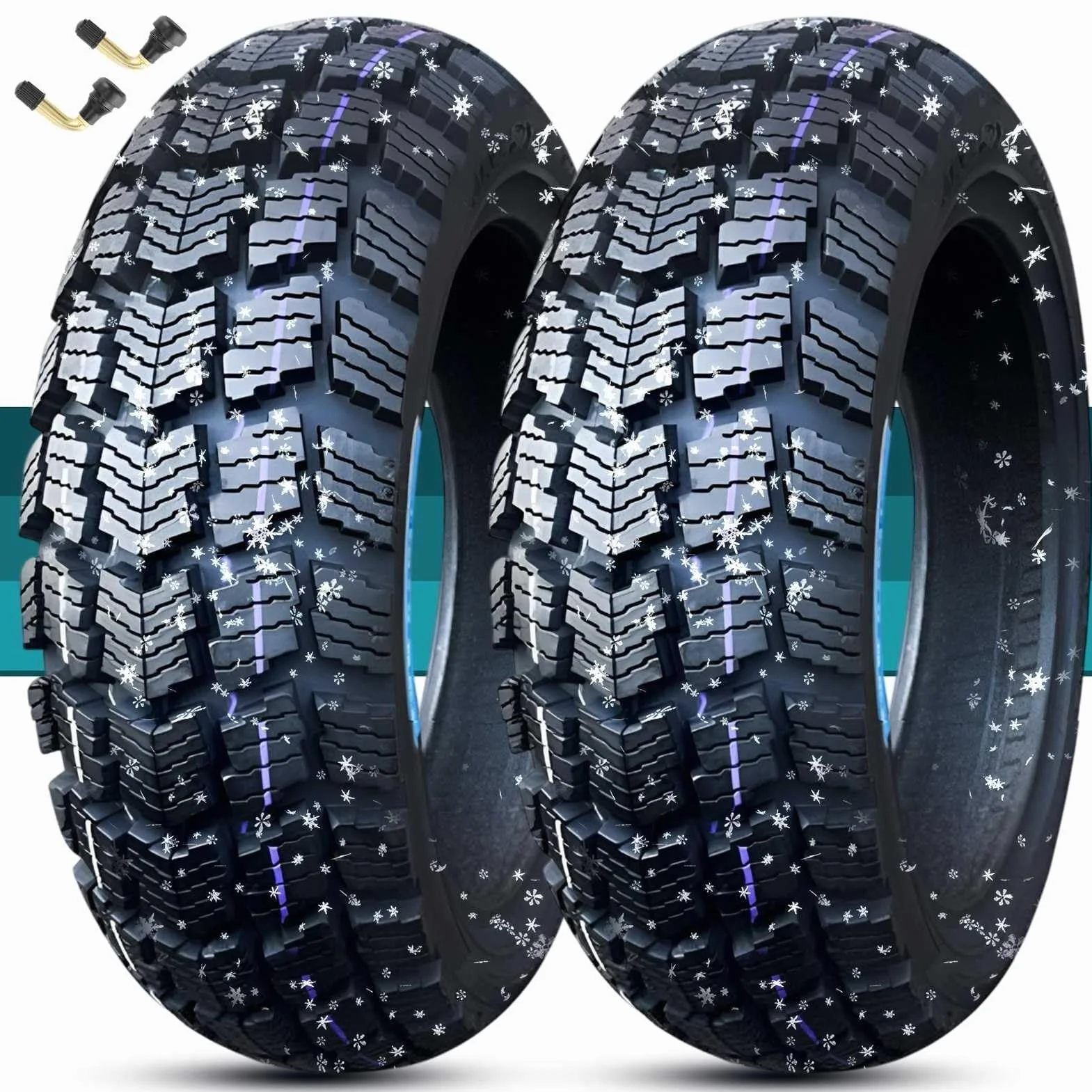 130/70-12 Opona Motocyklowa Zimowa Tubeless 8PR, 130/70/12 Opona Śniegowa Antypoślizgowa, 130 70 12 Trwała Opona TL 12 Cali do Skutera Przednie Tylne Koło 64J(2pcs)
