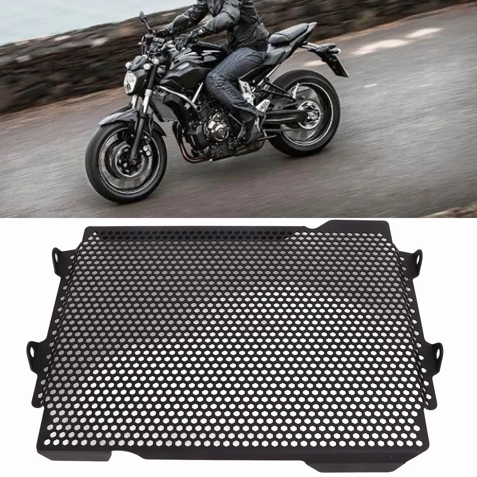 Aramox Grill Chłodnicy Motocykla ze Stali Nierdzewnej, Kratka Ochronna Zamiennik dla MT07 700