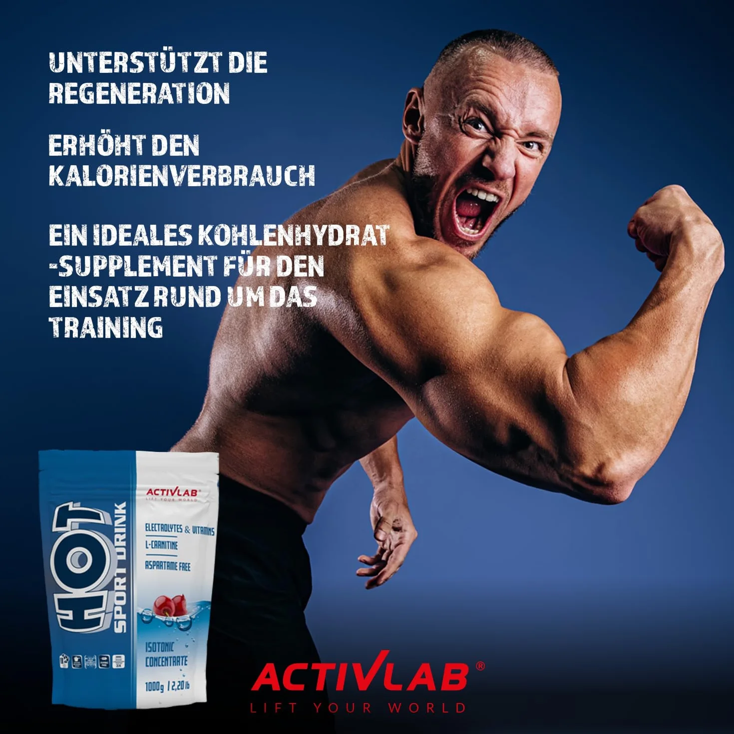 Activlab Hot Sport Drink 1000g - Napój izotoniczny w proszku z elektrolitami i witaminami, węglowodanami, ponad 80 porcji | Wspiera regenerację po intensywnym treningu, Wiśniowy