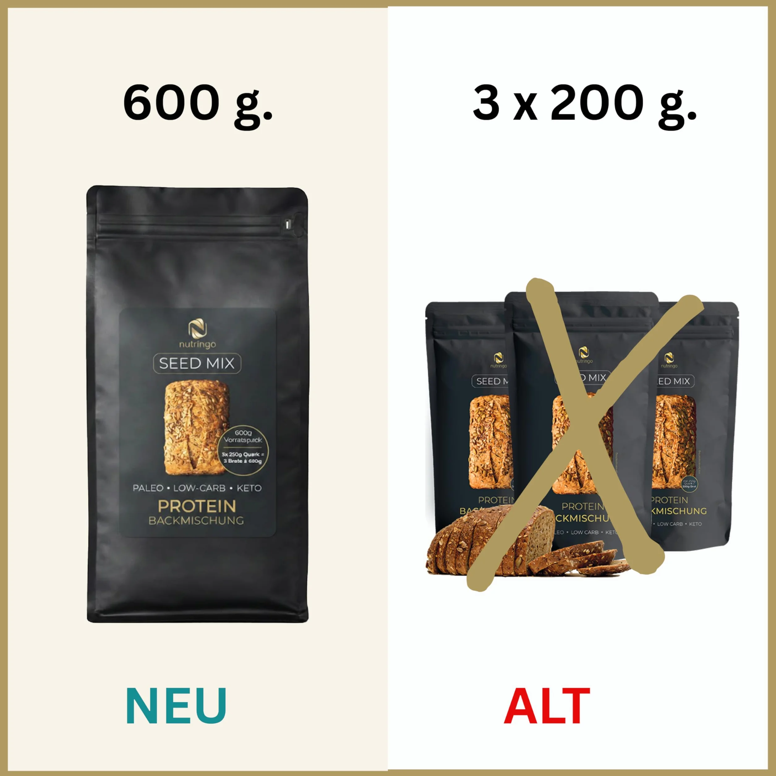 Mieszanka Do Wypieku Chleba Białkowego 3x200g 20% Białka Bezglutenowy Paleo Keto