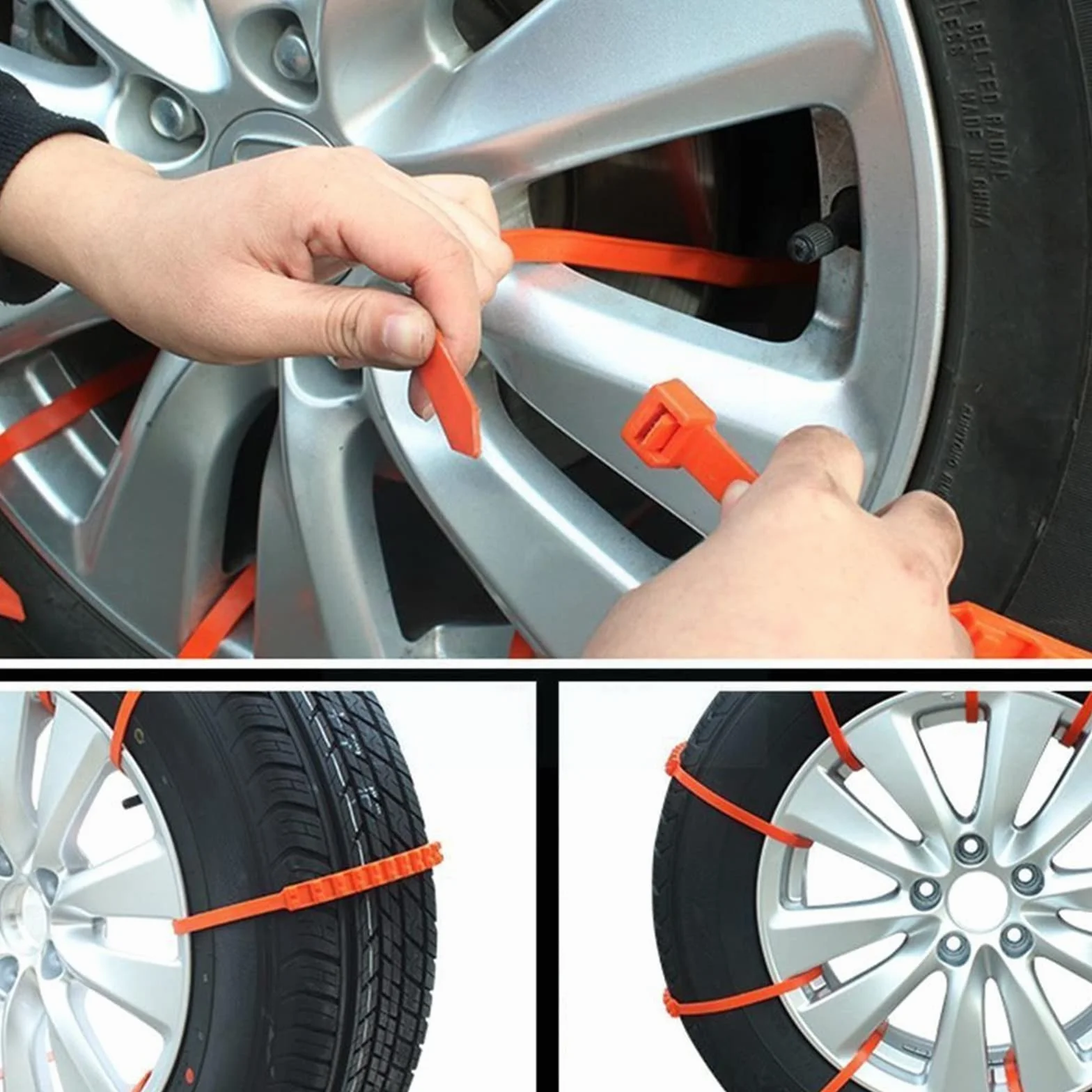 10 sztuk samochodów opona zimowa koła łańcuchy opona łańcuch antypoślizgowy kabel zimowy pas koła awaryjne łańcuchy na opony zewnętrzne (nazwa koloru: żółty) ()