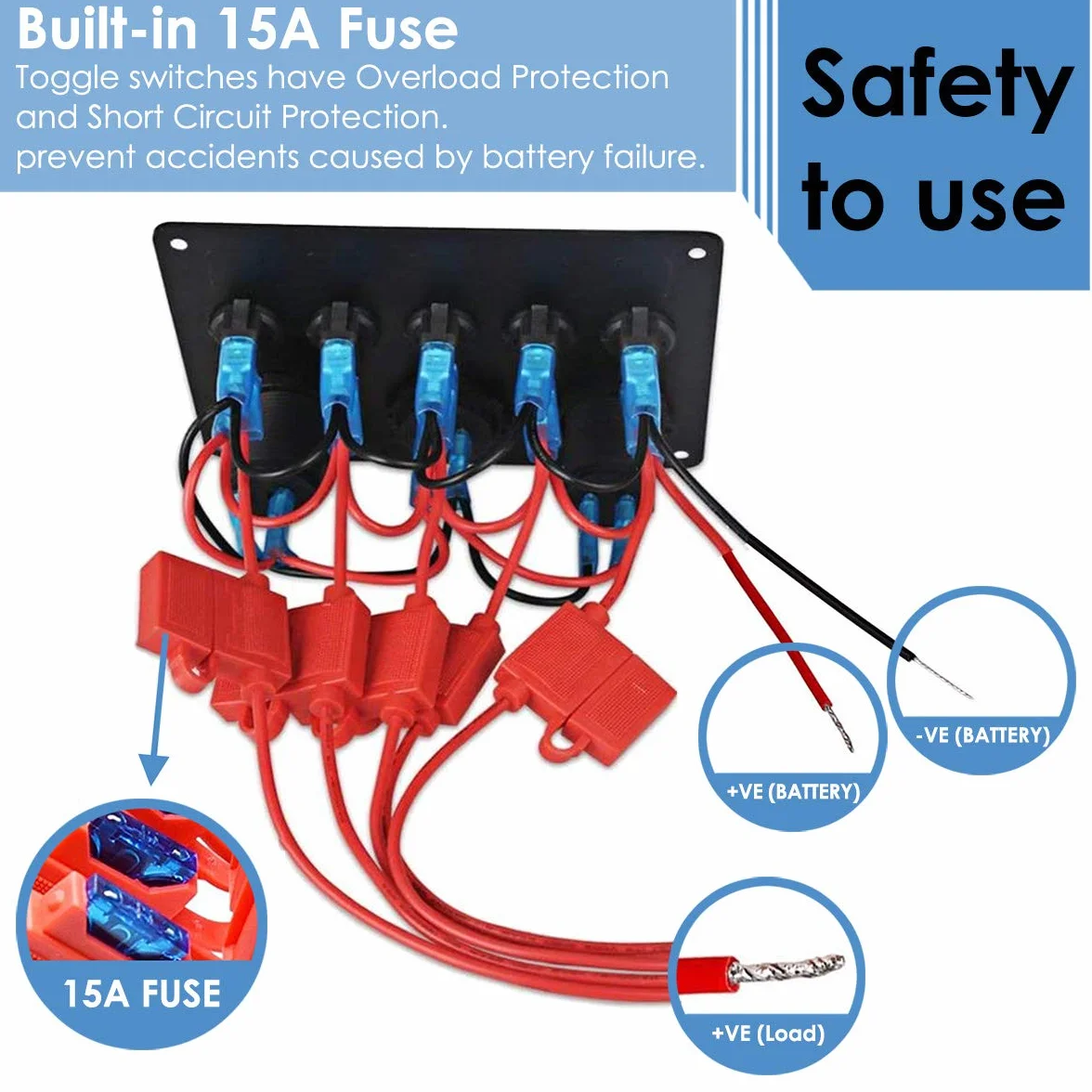Panel przełącznikowy 12 V/24 V, z przyłączem USB 4,2 A + zapalniczka + wyświetlacz woltomierza, wodoszczelność IP65, przełącznik dźwigienkowy wł./wył. do samochodu, łodzi, samochodów ciężarowych, obwodów sterowania