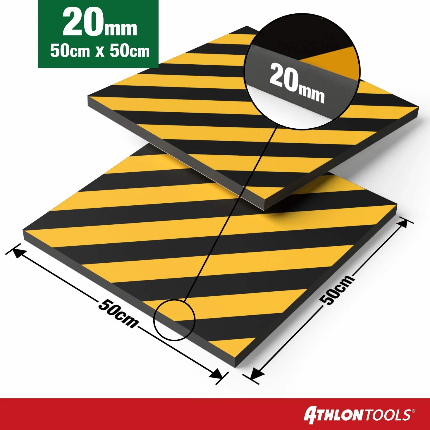 ATHLON TOOLS 2x XXL Garagen-Wandschutz reflektierend - je 50 x 50 cm - Selbstklebend - Rammschutz Prallschutz Garagenpolster Türkantenschutz (gelb/schwarz)