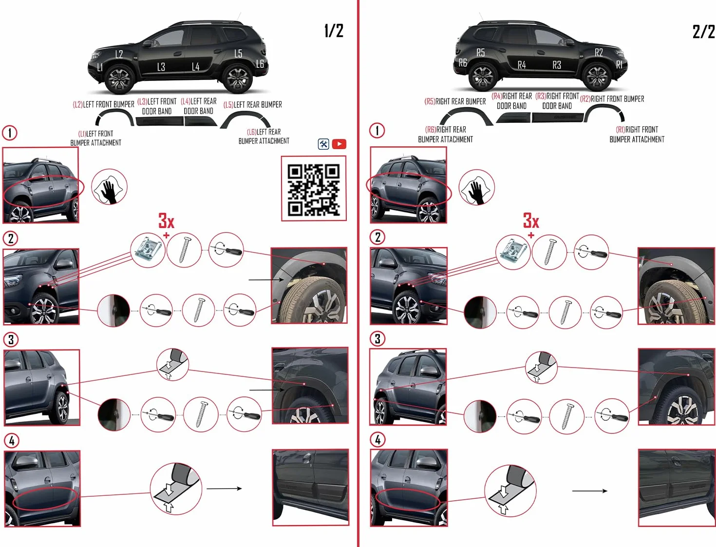 Kompatybilny z Dacia Duster 2018-2024 ochraniacz na nadkola, błotnik i ochrona, ochrona boczna, zestaw ochronny karoserii pojazdu, czarny