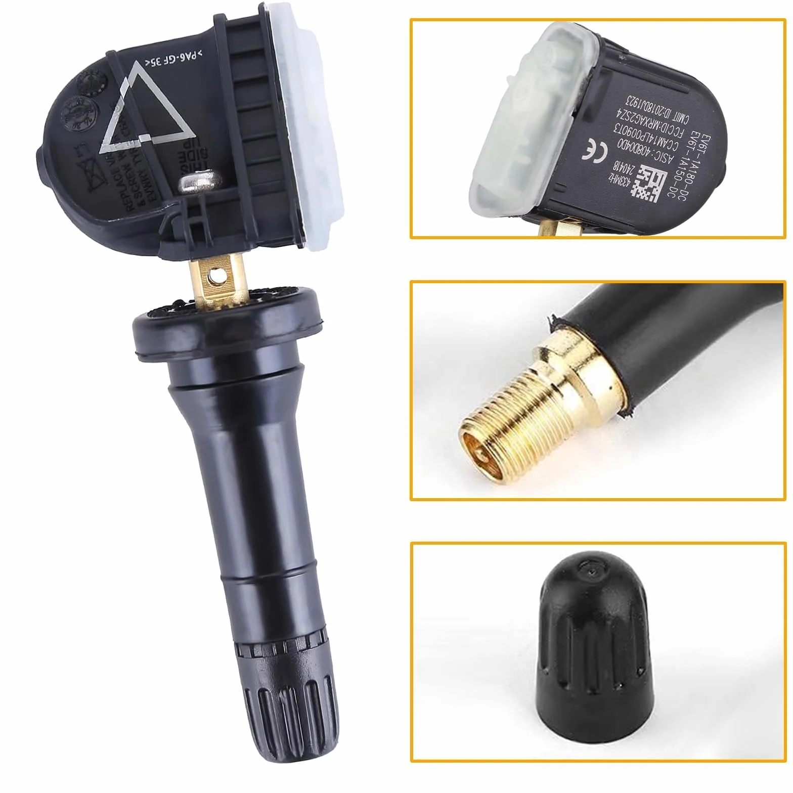 ANBOO 4 sztuki TPMS czujnik ciśnienia w oponach, system kontroli ciśnienia w oponach, czujniki RDKS, kompatybilne z Ford Focus III/C-Max II/B-Max/Kuga/Fiesta/Mondeo/Ecosport 1862980 2036832 2318530 do