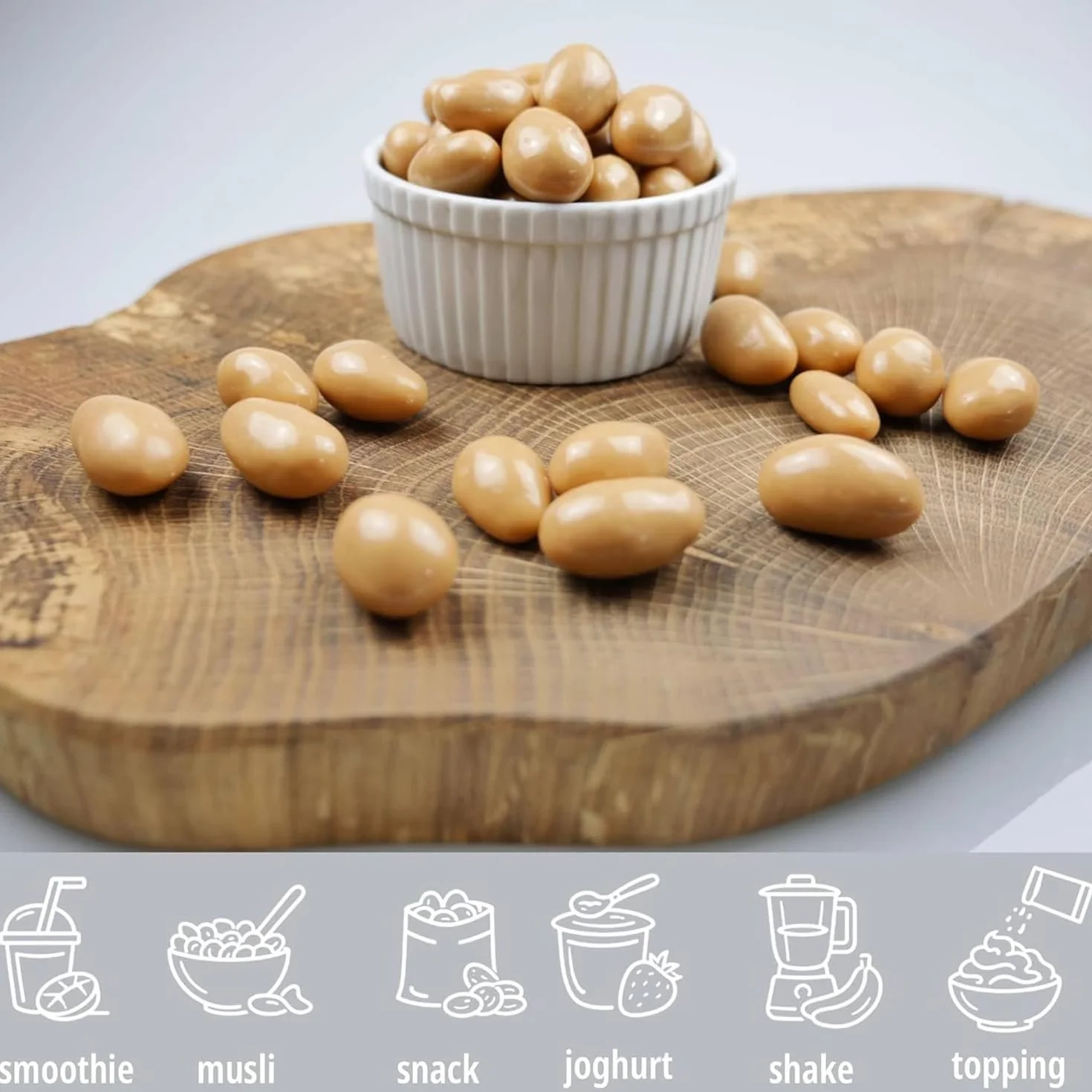 HiFood migdały w białej czekoladzie z solonym karmelem 500 g, słodko słona przekąska, chrupiąca przekąska, duże opakowanie, zapas dla rodziny i gości