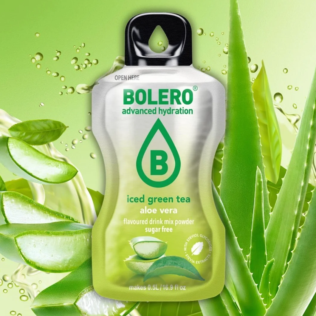 Bolero ICED GREEN TEA Saftpulver ohne Zucker, gesüßt mit Stevia + Vitamin C, glutenfrei veganfreundlich (24x3g, LEMON)