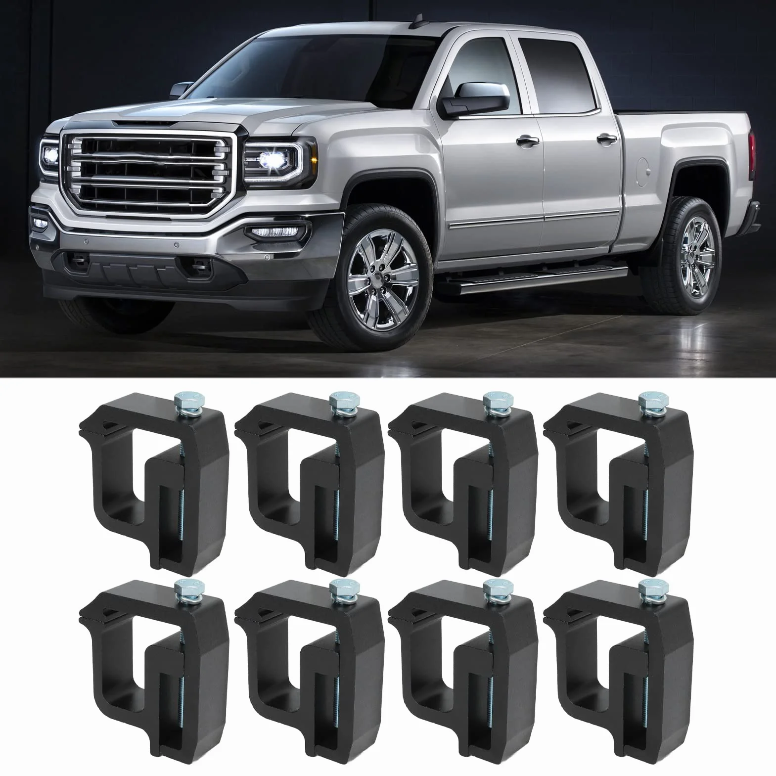 Aramox Zestaw 8 Klipsów do Montażu na Ciężarówce Szyberdach/cabrio/hardtop do Silverado/Sierra 1500, 2500, 3500 Czarny (Czarny)