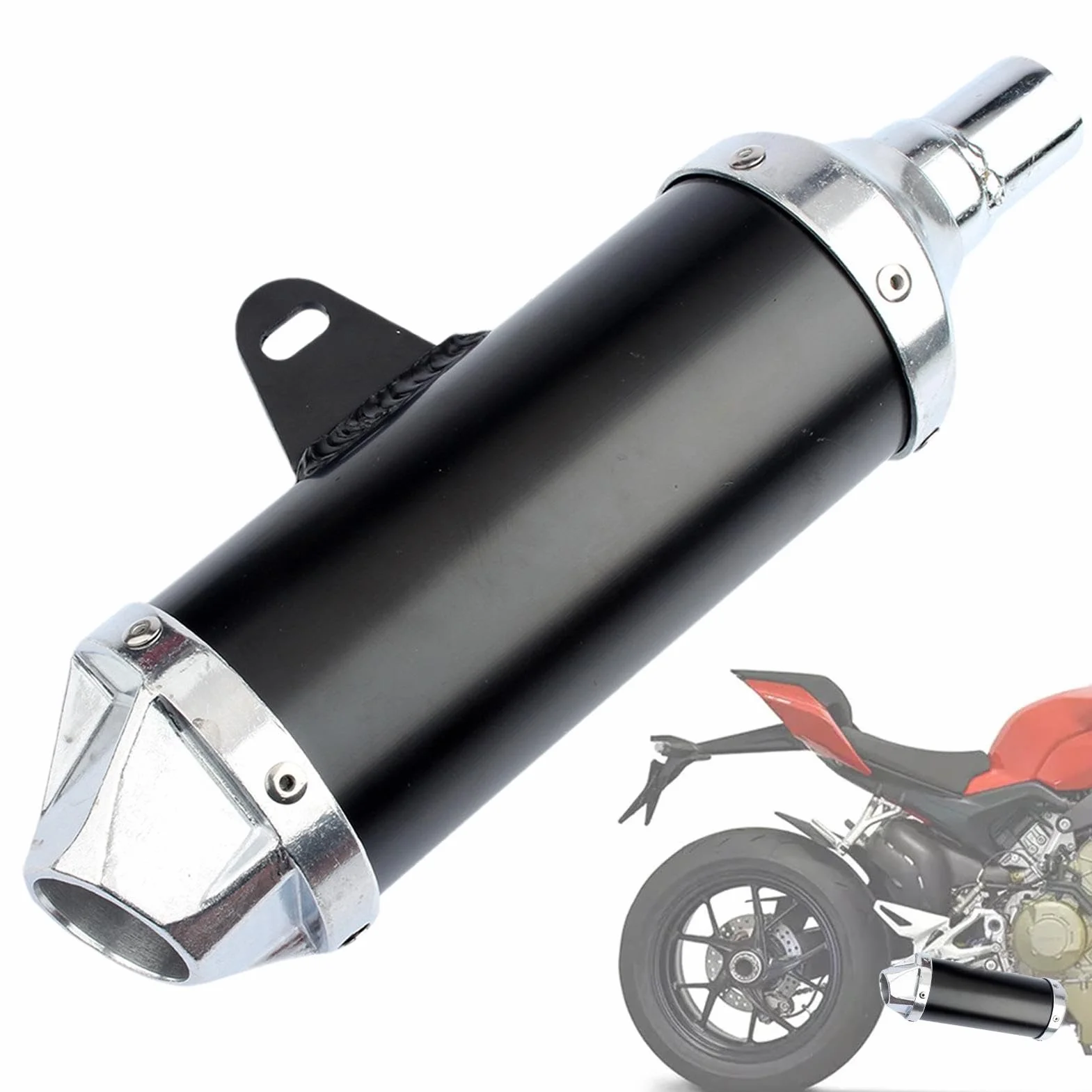 Tłumik do rury wydechowej, do motocykla skutera ATV, do motocykli o | średnicy 28 mm, tłumik z tłumikiem, uniwersalny tłumik do rur motocyklowych, czarny, srebrny, do motocykli