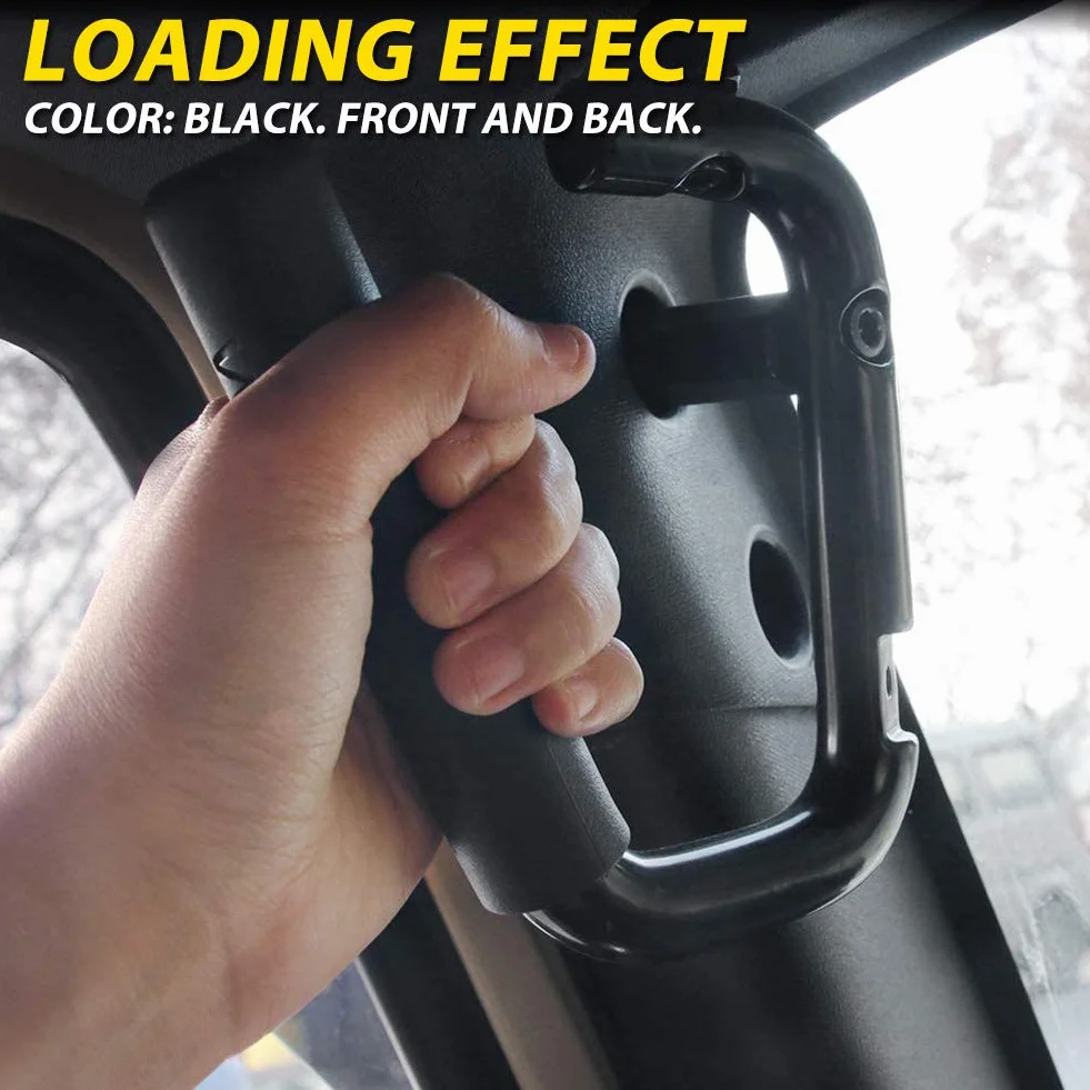 Przedni Uchwyt KATUR do Jeep Wrangler JK 2007-2017 2/4 Drzwi, Stal Czarny, 2 sztuk