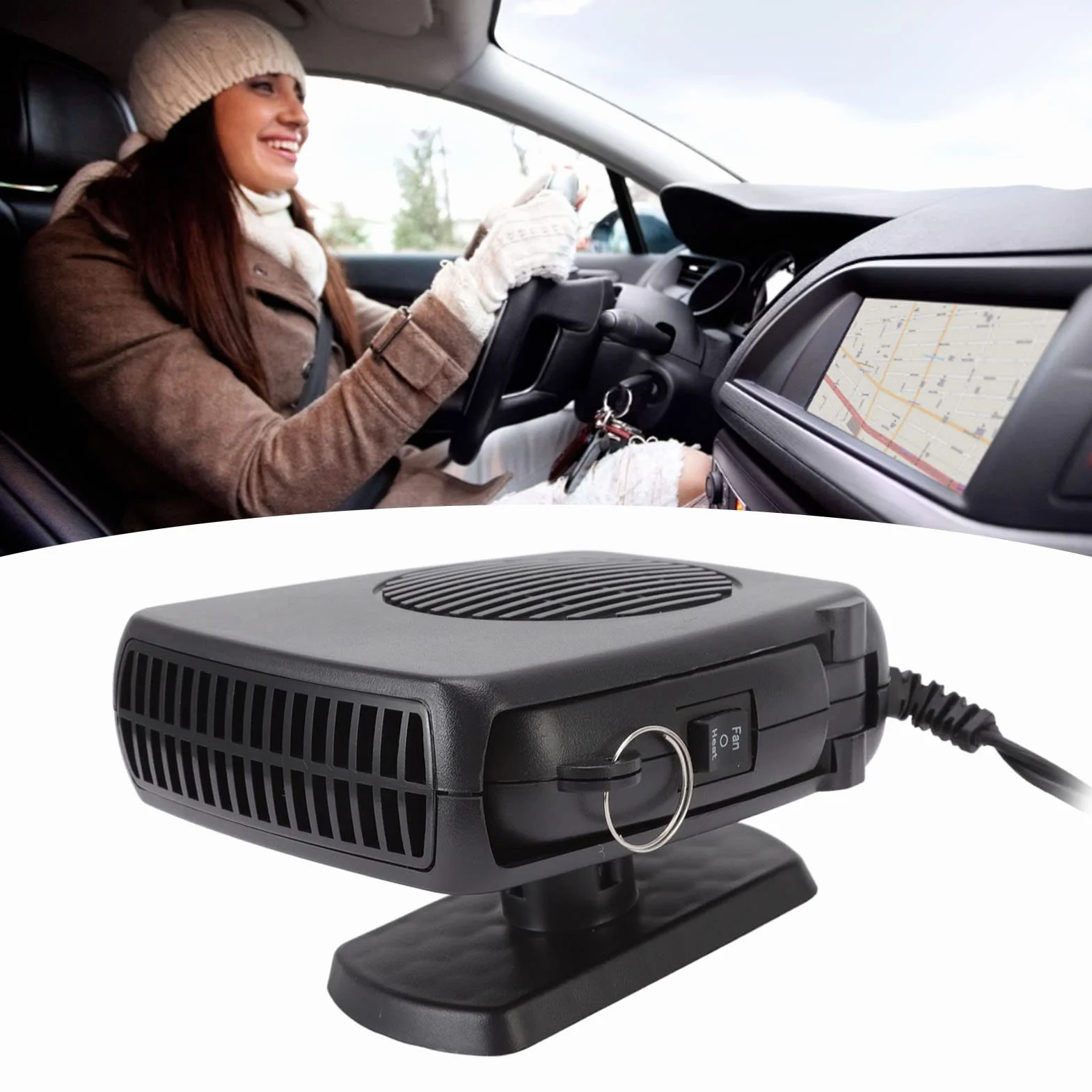 Nagrzewnica Samochodowa 150W 24V, Mini Nagrzewnica Elektryczna z funkcją Chłodzenia, Przenośna Nagrzewnica Samochodowa i Odmrażacz do Samochodu
