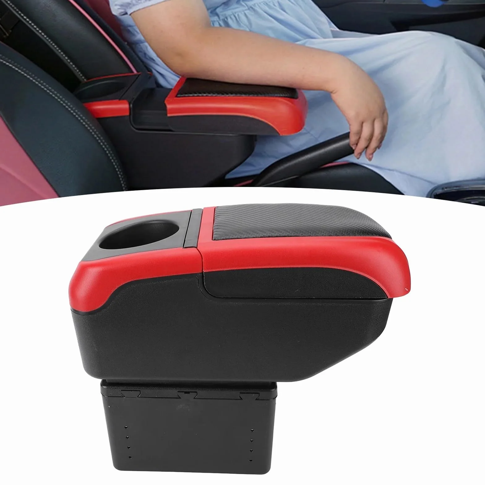 pokrowiec na podłokietnik Ochrona Podłokietnika Uniwersalny organizer na podłokietnik samochodowy z 6 portami ładowania USB, dwuwarstwowy, do konsoli samochodowej w podłokietniku(GRAY)