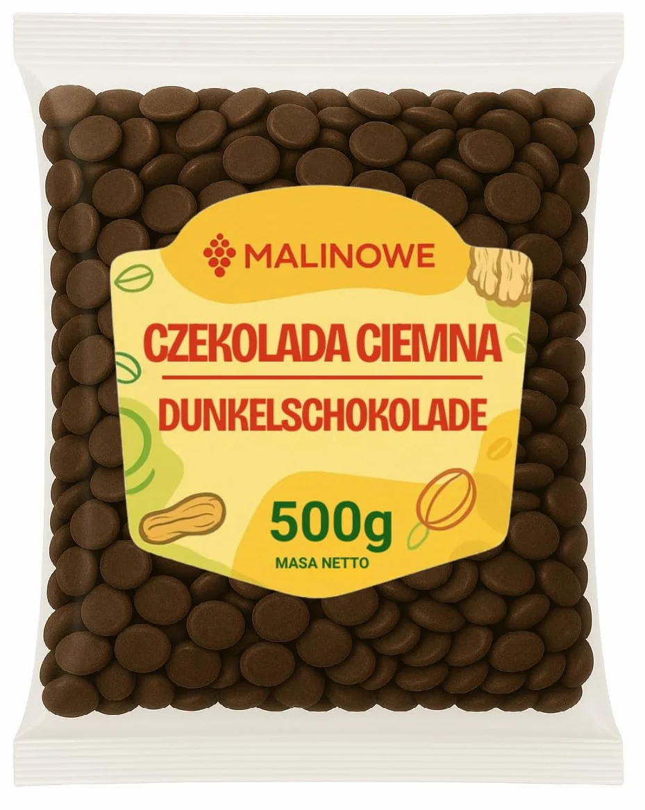 MALINOWE CZEKOLADA GORZKA PASTYLKI 500g CZEKOLADA DESEROWA CIEMNA JAKOŚĆ PREMIUM