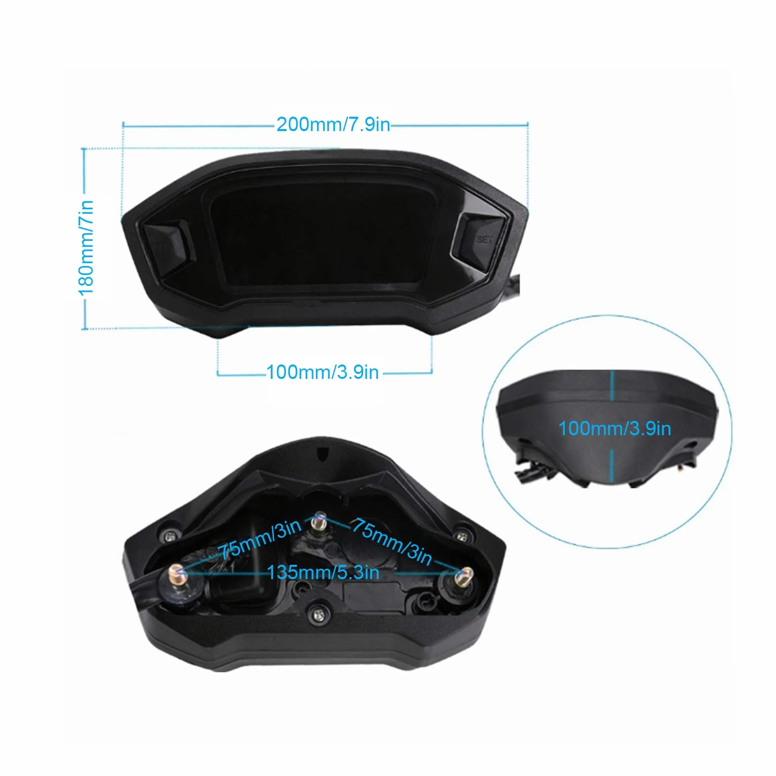 Prędkościomierz motocyklowy LCD Cyfrowy licznik kilometrów Wodoodporny dla motocykla 1 2 4 cylindry