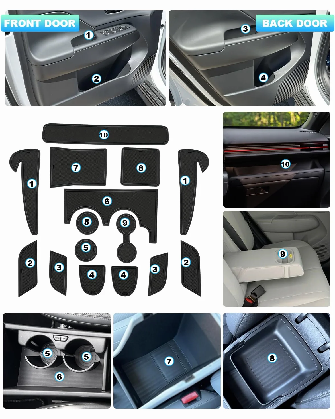CDEFG Kona 2024 EV kompatybilne z Hyundai Kona SX2 EV Elektro 2024/2025, maty gumowe do konsoli