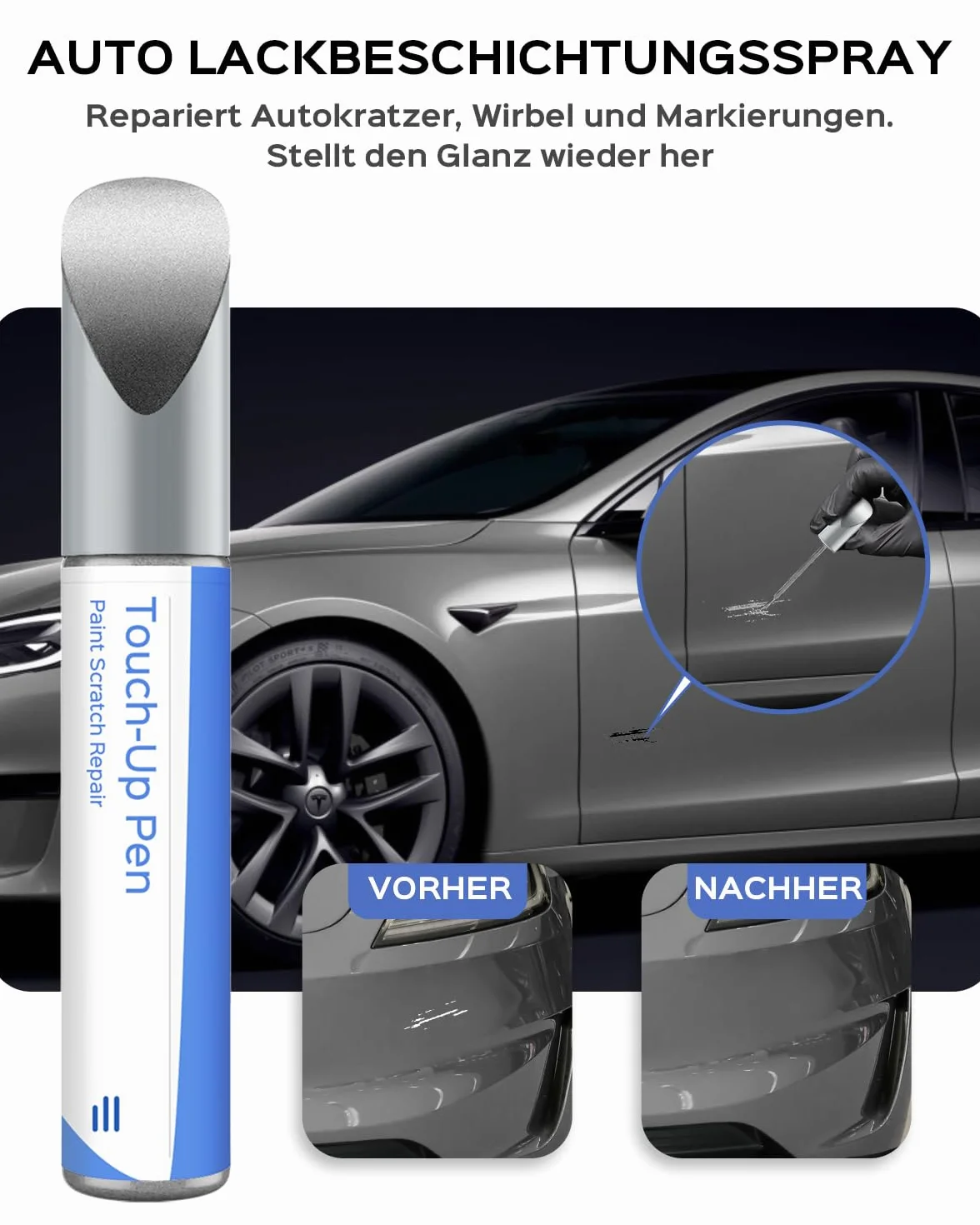 (PN00) Quicksilver Tesla pisak do malowania – naprawa zarysowań DIY z dopasowaniem kolorów do modelu Y 2024