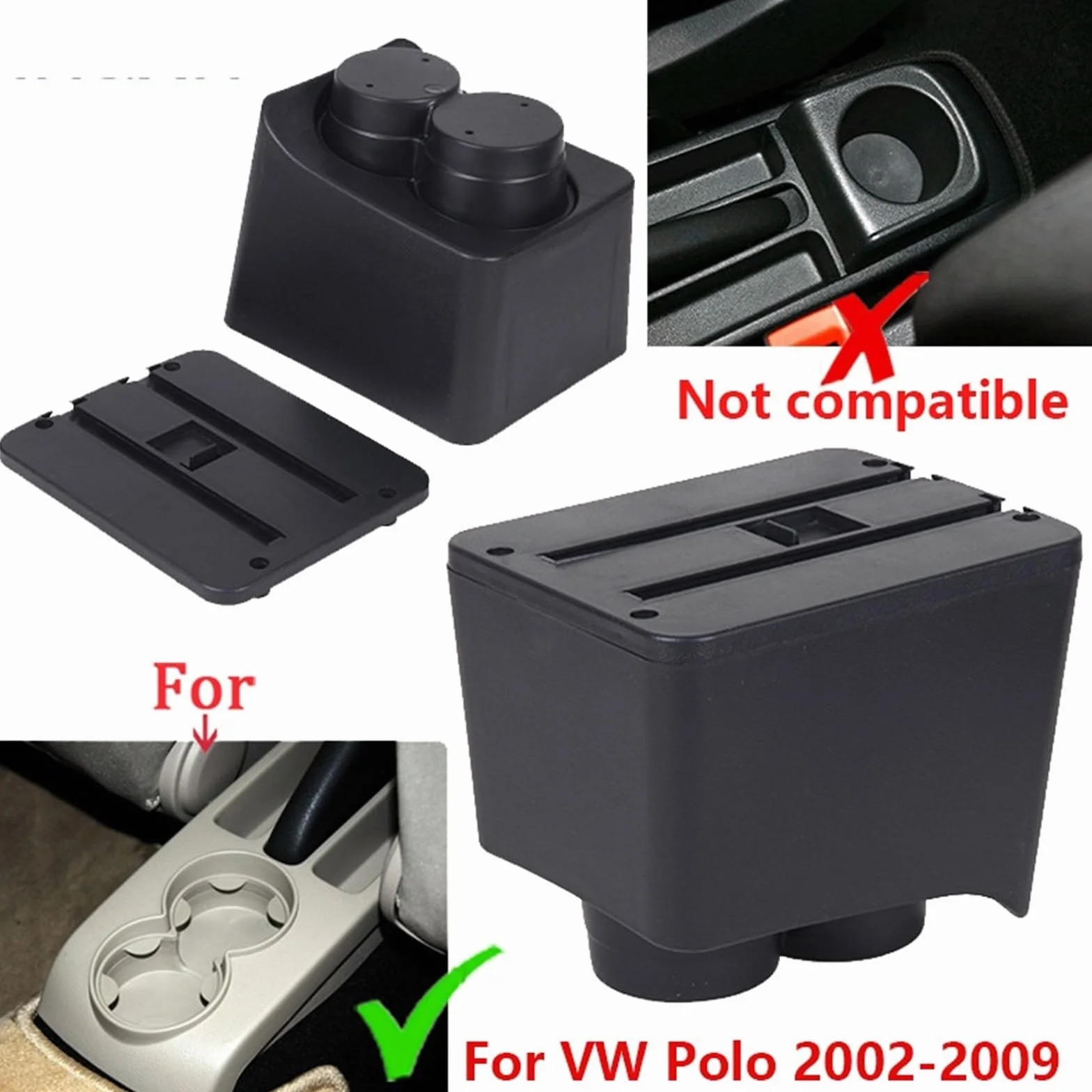 Armsteun Richter Bush Pasuje do Volkswagen Polo 9N3 Podłokietnik Samochodowy Podłokietnik Box 2002-2009 Części do modernizacji Schowek Akcesoria Wnętrza Samochodu USB(C1 Black red NO USB)