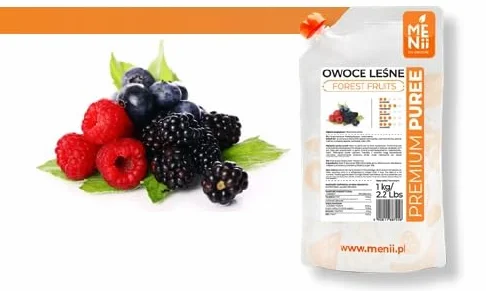 Premium Puree Owoce Leśne – Pulpa Owocowa Maliny i Borówki – 90% owoców – Do Deserów, Smoothie, Drinków, Lodów – 1 kg