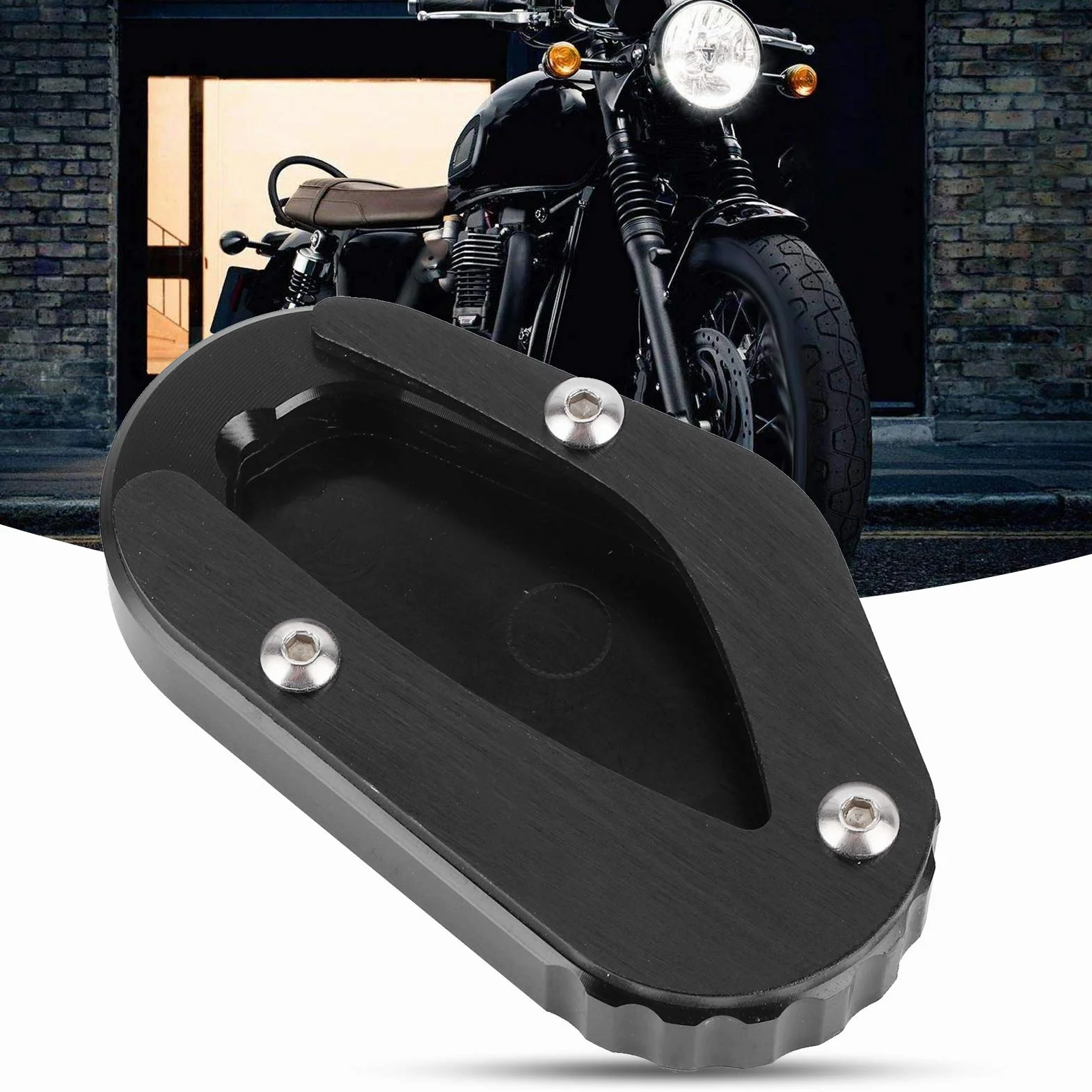 Płyta Podpórki Podkładka Podpórka Boczna, Podpórka Boczna Motocykla Powiększ podpórkę Przedłużenie Podpórki Pasuje do Bonneville T100 / T120 (Czarny) Pedały/nóżki i akcesoria