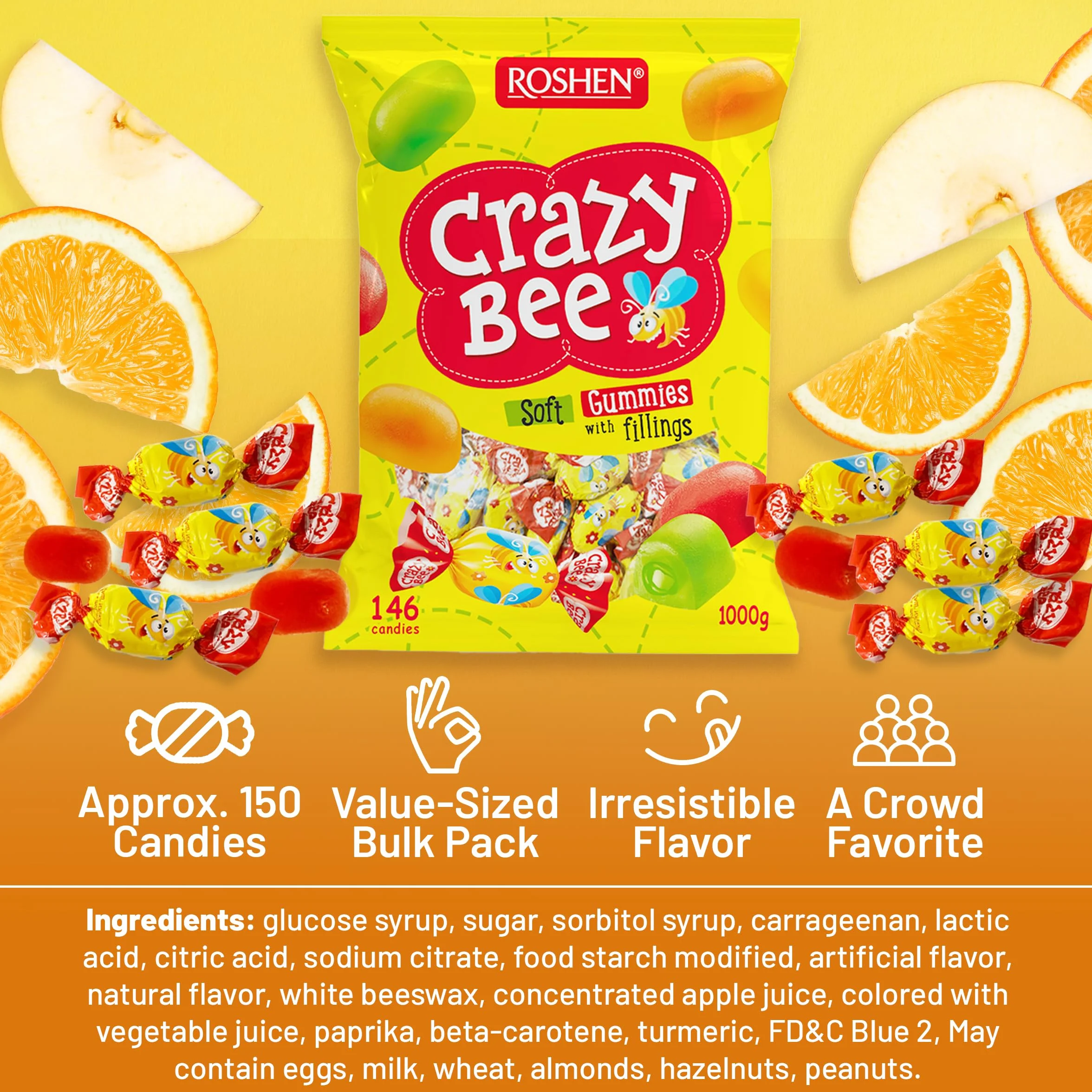 ROSHEN Cukierki Crazy Bee owocowe galaretki 1kg