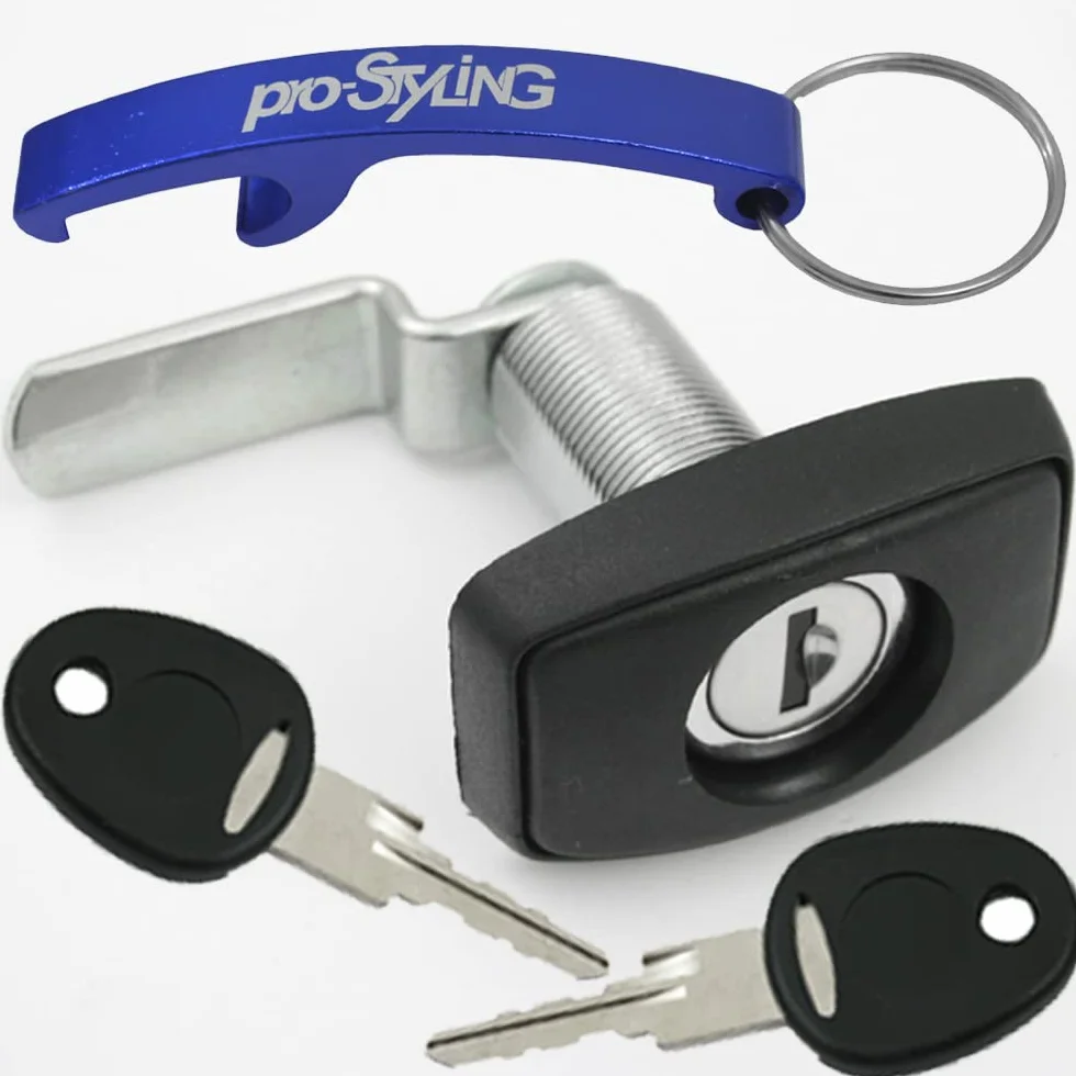 Zamek z klapą serwisową 56x38 mm czarny do przyczepy kempingowej z breloczkiem pro-Styling