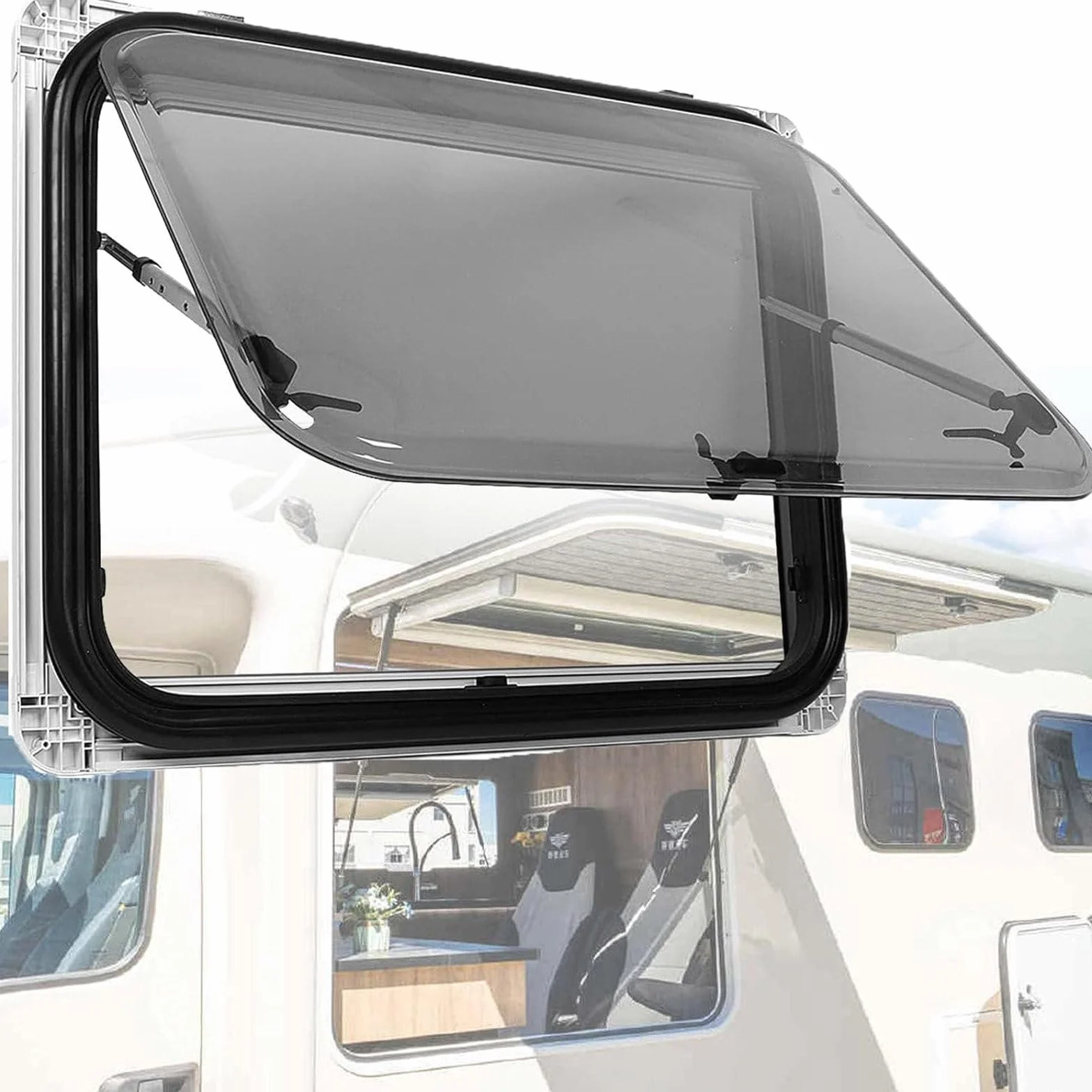 Okno RV do przyczepy kempingowej Van Camper, okno przyczepy o dużej wytrzymałości z zawiasami, wypychane okno Wymiana okna RV,70x40cm